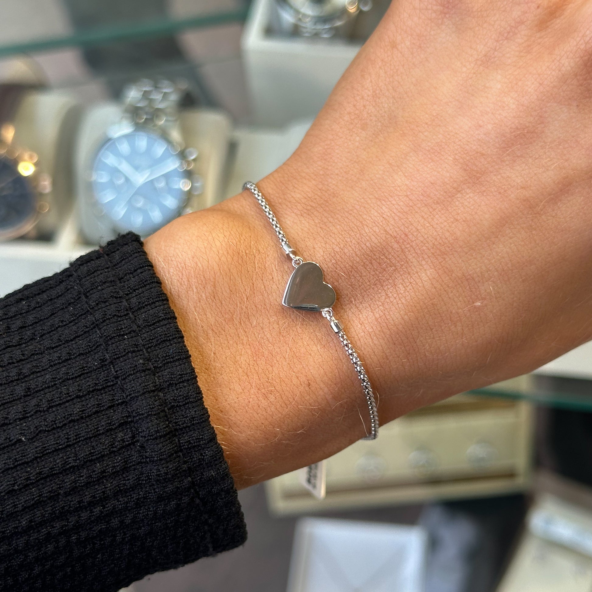 Silver Heart Disc Bracelet - John Ross Jewellers