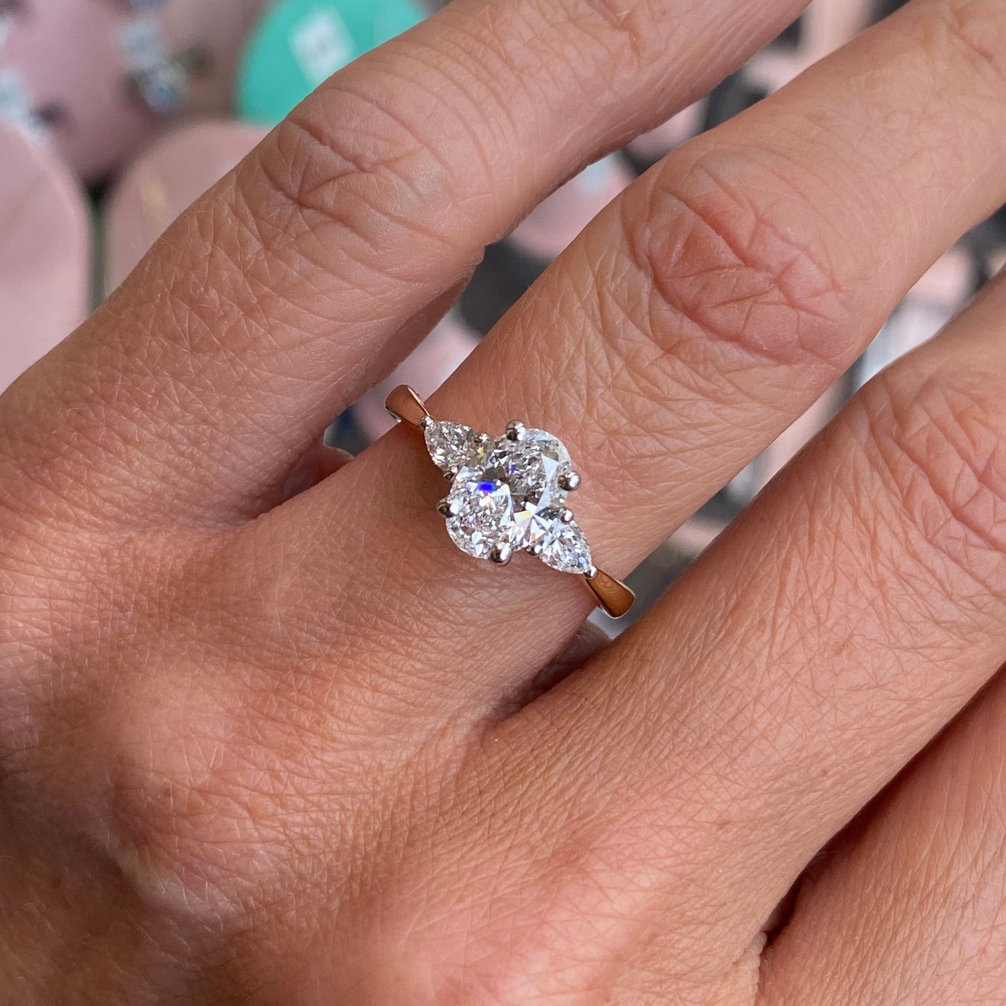 18ct gold trilogy engagement ring by Prima featuring a 1.61ct certificated lab diamonds set in a classic design.