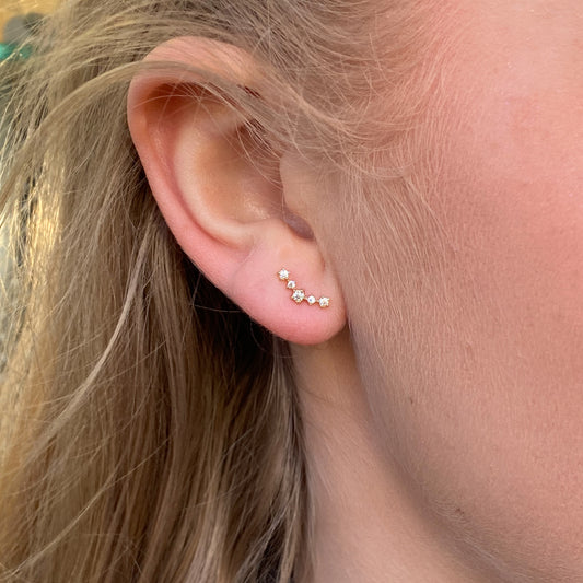 9ct Gold CZ Climber Stud Earrings