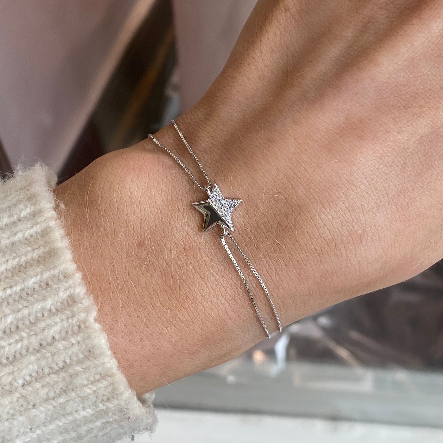 Silver CZ Star Centrepiece Bracelet | 17+3cm - John Ross Jewellers