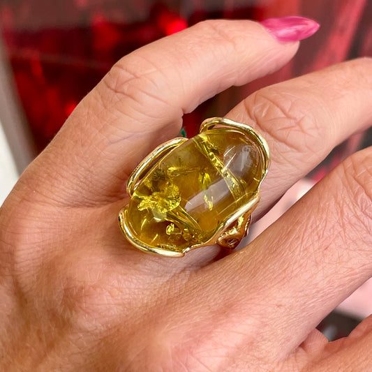 Lime Amber Nugget Ring - John Ross Jewellers
