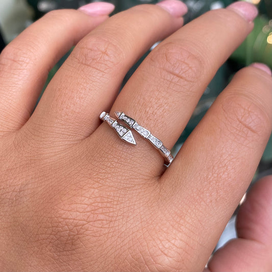 Silver CZ Serpent Wraparound Ring