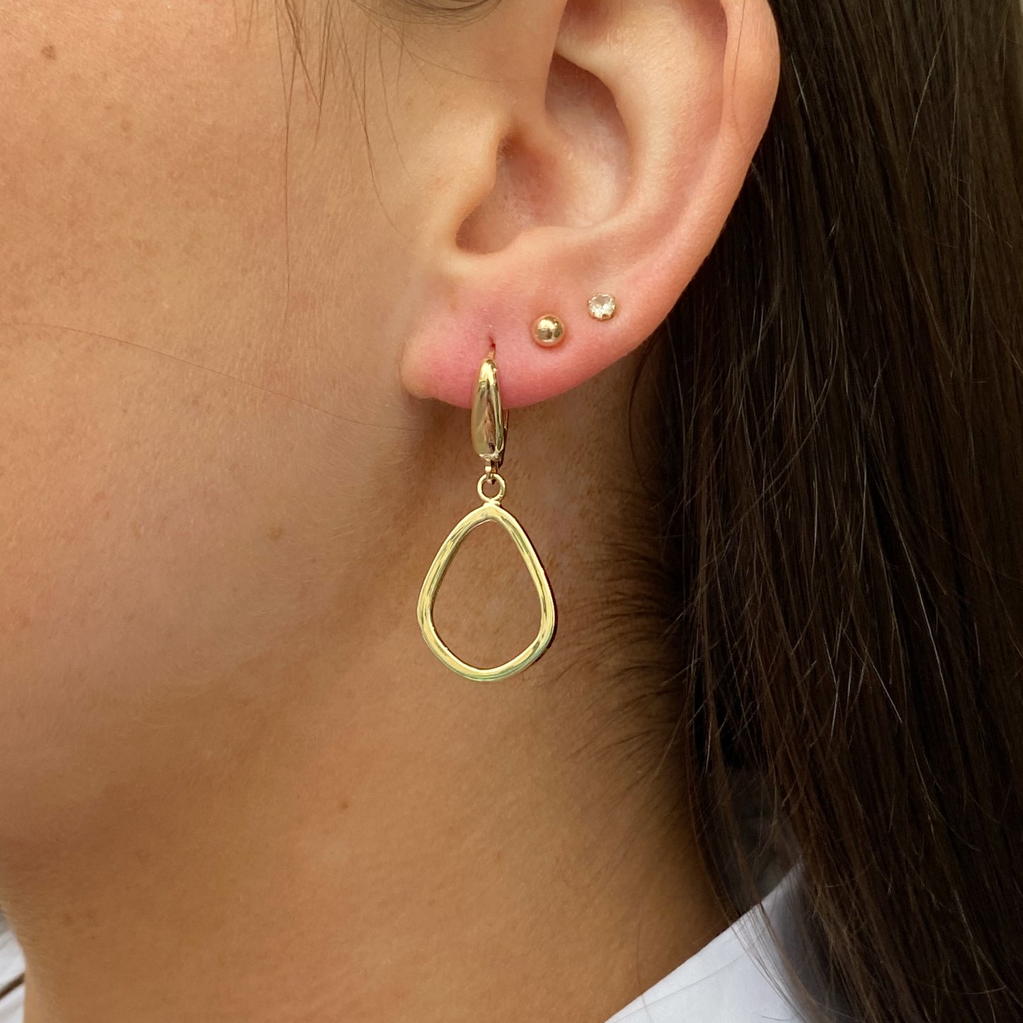 9ct Gold Open Pear Drop Earrings | German Wires