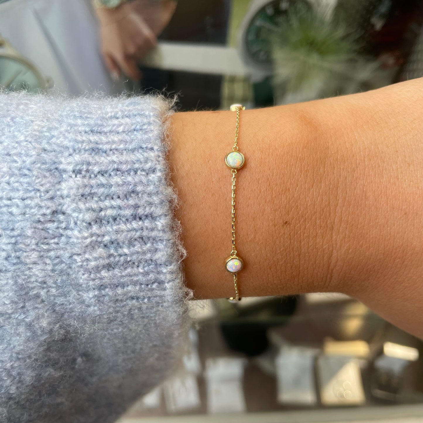 9ct Gold Opalique Station Bracelet - John Ross Jewellers