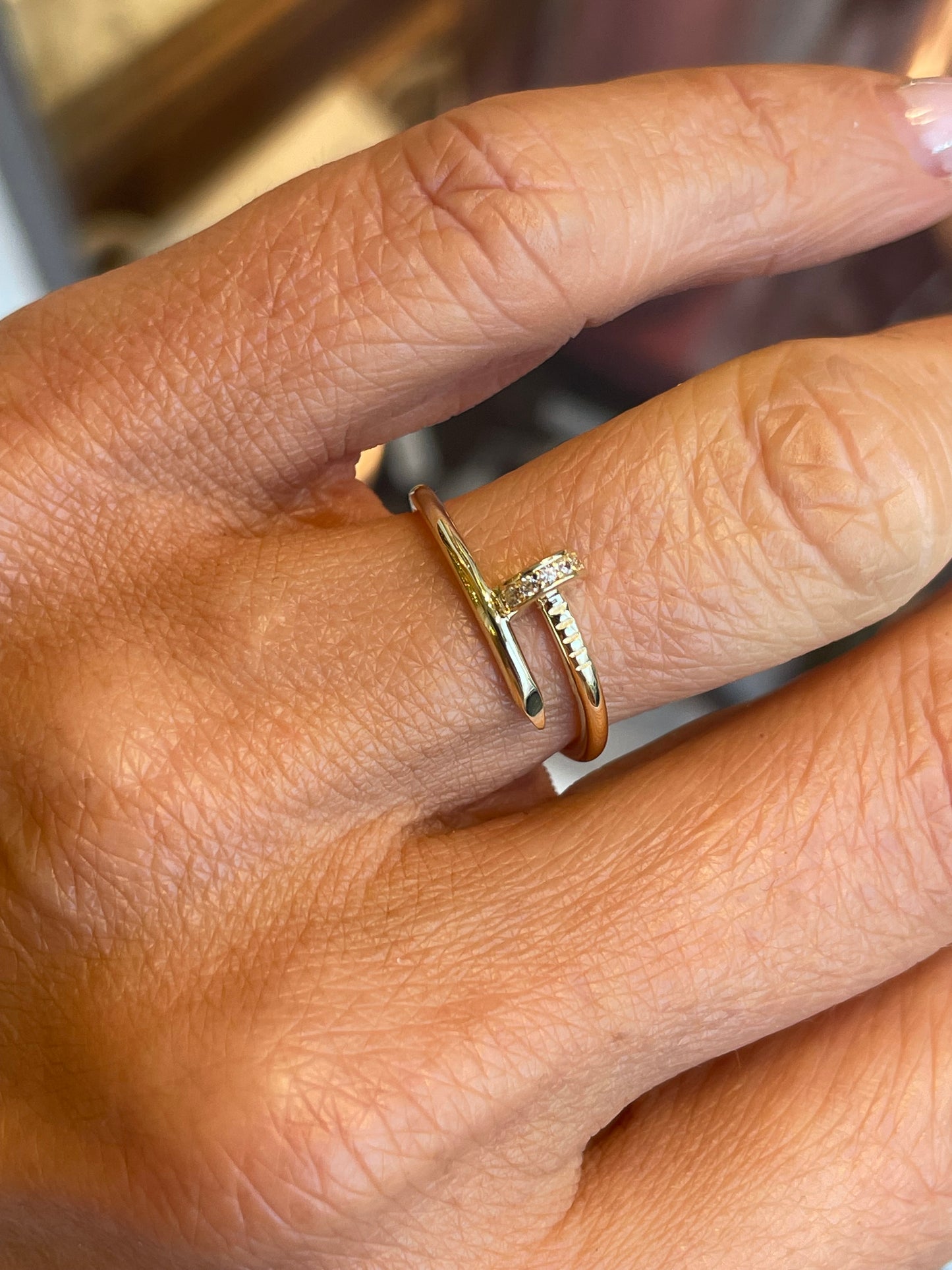 9ct Gold CZ Nail Ring - John Ross Jewellers