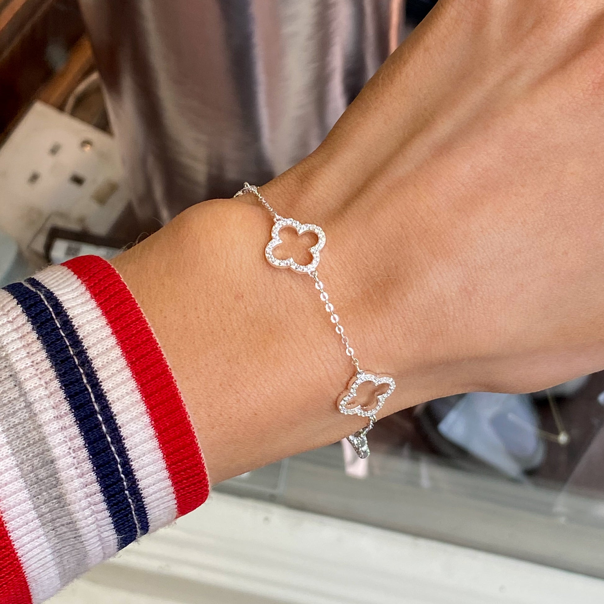 Silver CZ Quatrefoil Bracelet - John Ross Jewellers