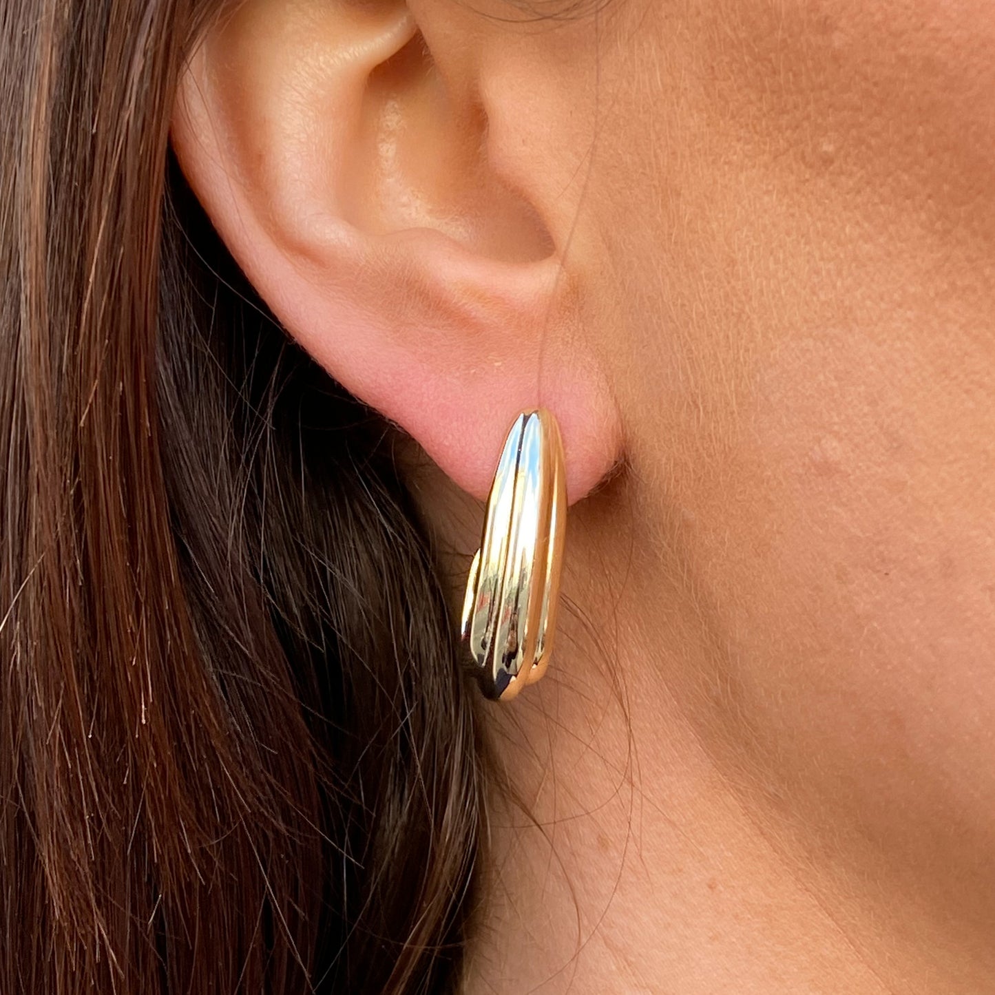 Sunshine Chunky Ribbed J Hoop Earrings - John Ross Jewellers