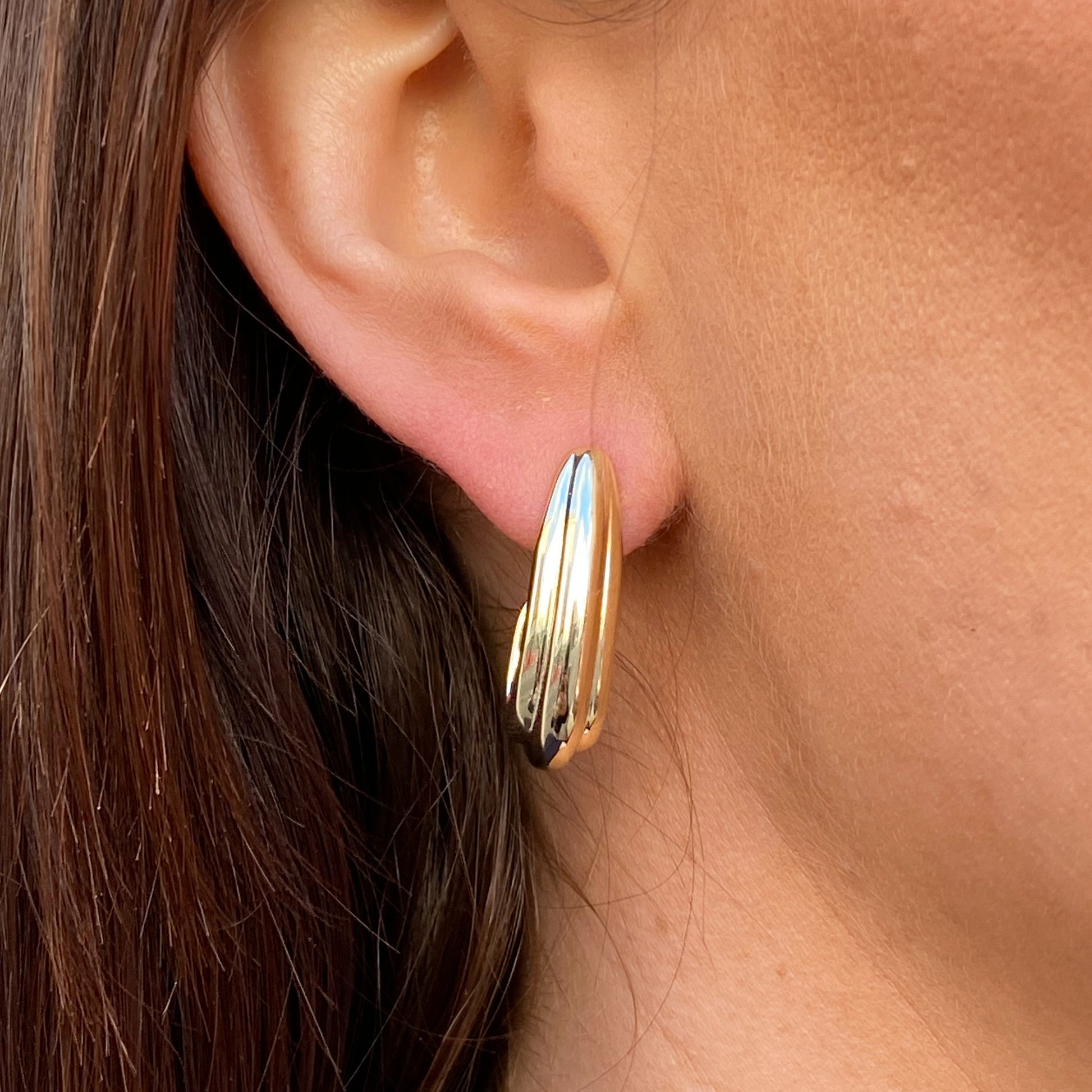 Sunshine Chunky Ribbed J Hoop Earrings - John Ross Jewellers