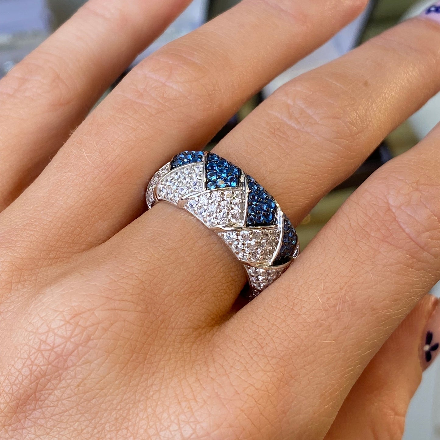 Silver Woven CZ Ring - John Ross Jewellers