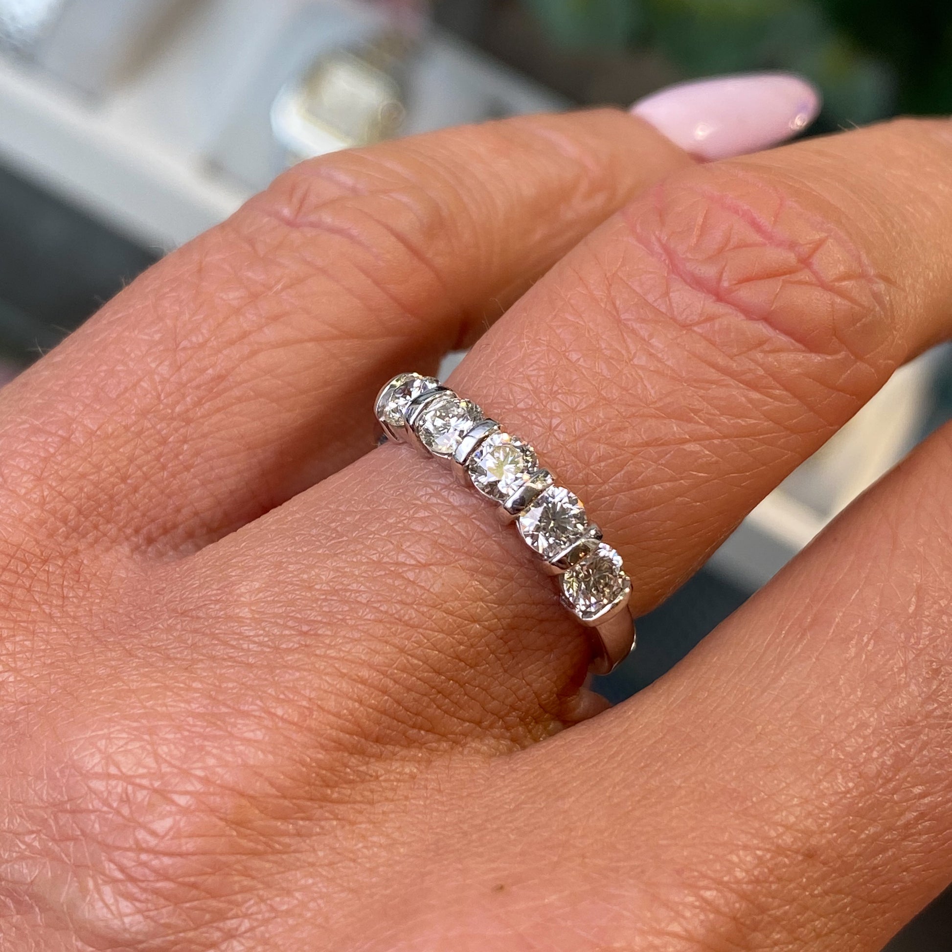 18ct White Gold Bar Set Five Stone Diamond Eternity Ring | 1.04ct - John Ross Jewellers