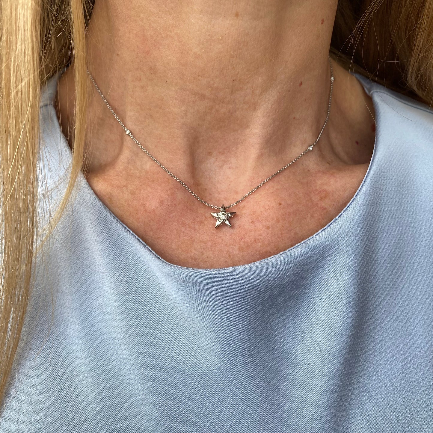 9ct White Gold Diamond Stars Necklace | 0.25ct - John Ross Jewellers