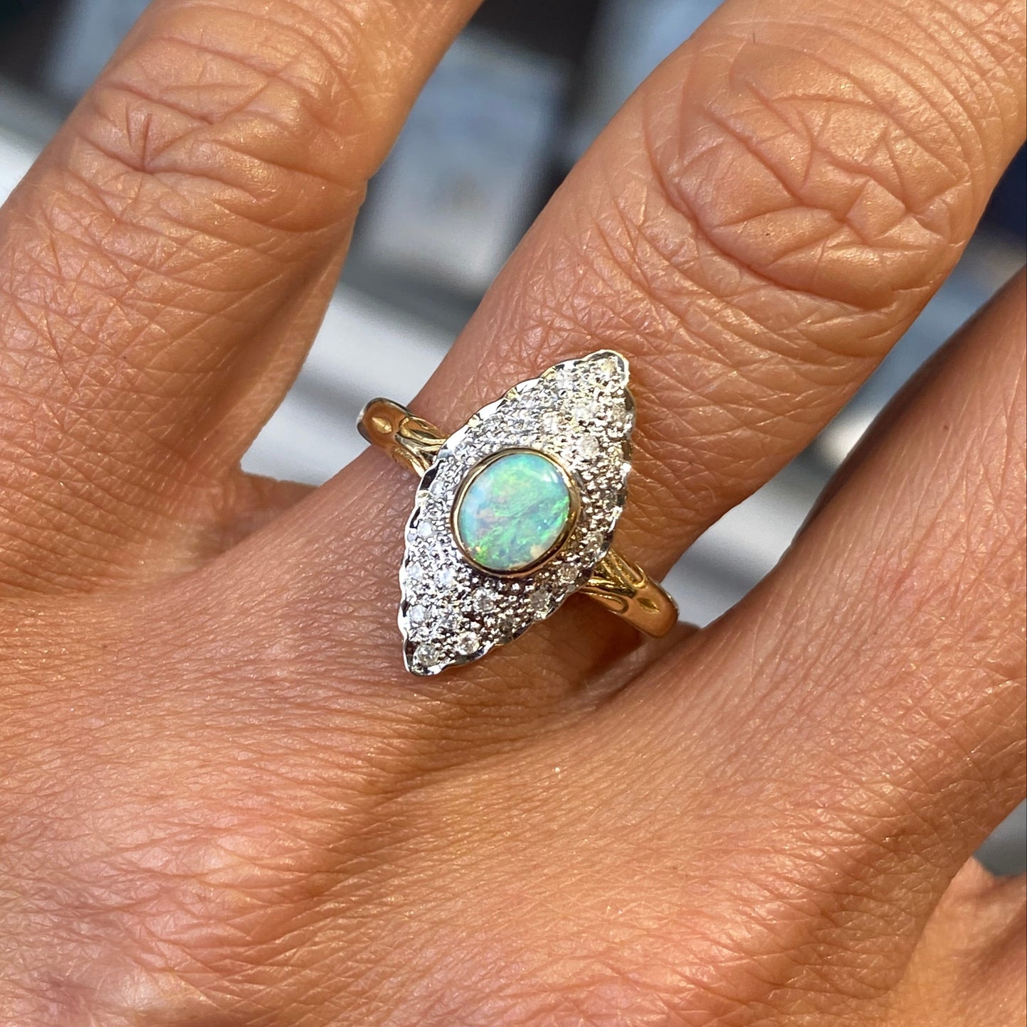 9ct Gold Gem Opal & Diamond Ring - John Ross Jewellers
