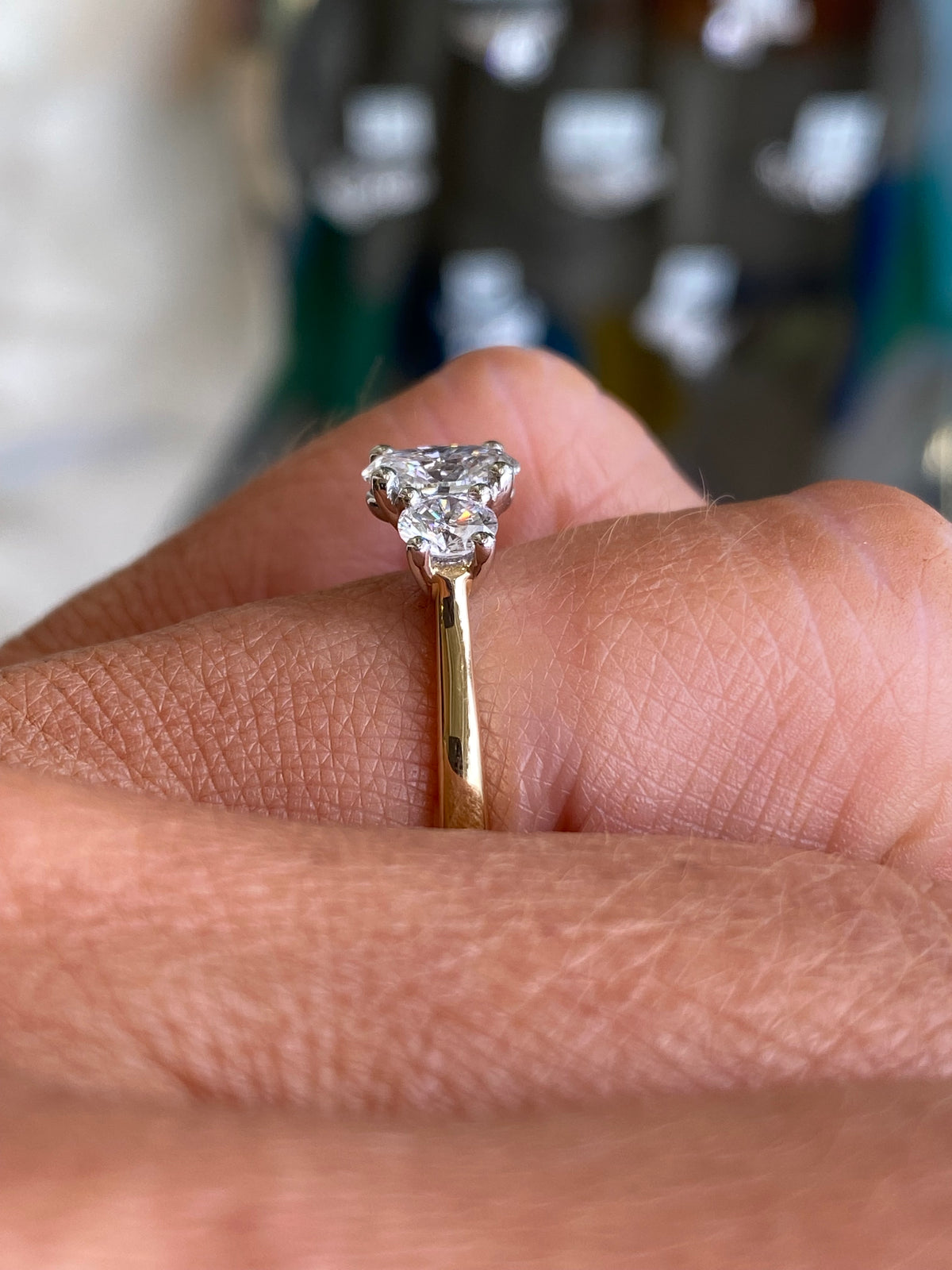 18ct Gold Trilogy Engagement Ring | Certificated Lab 1.28ct