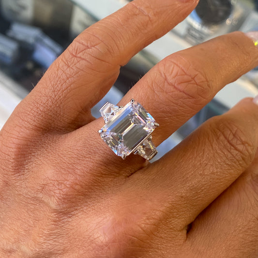 Silver Emerald Cut Statement Ring