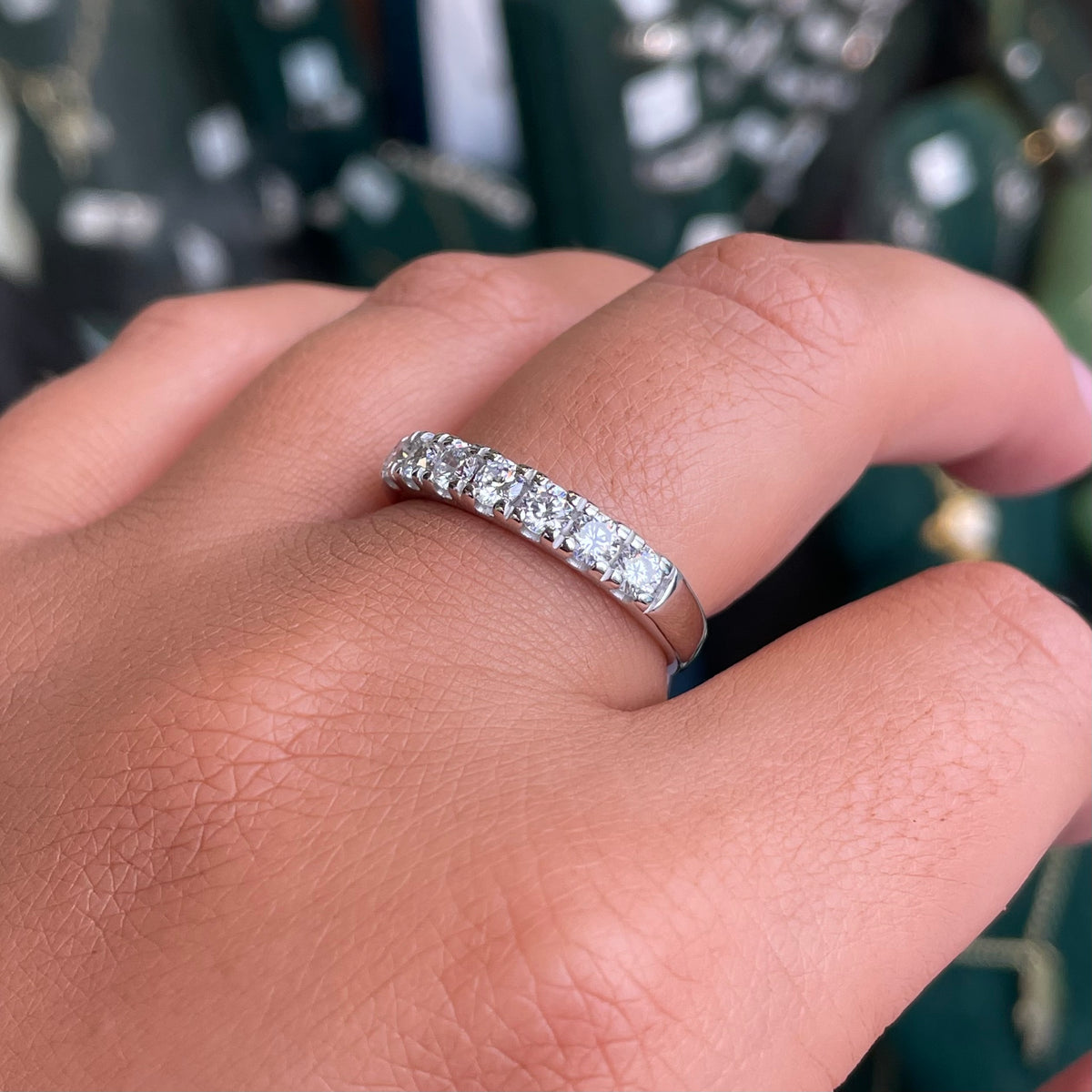 Silver Seven Stone CZ Eternity Ring
