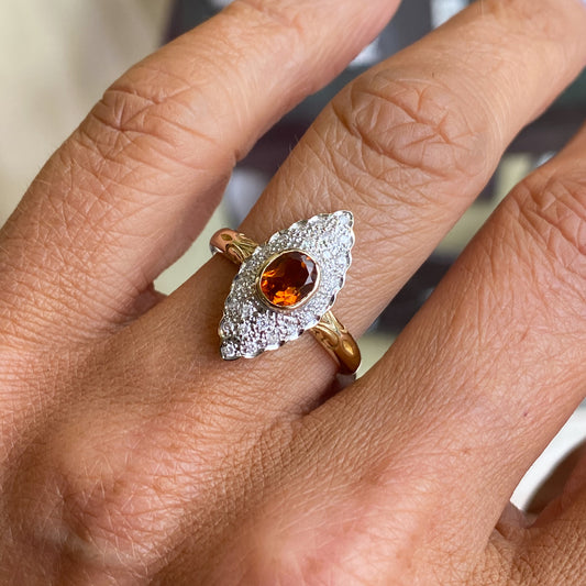 9ct Gold Citrine & Diamond Ring