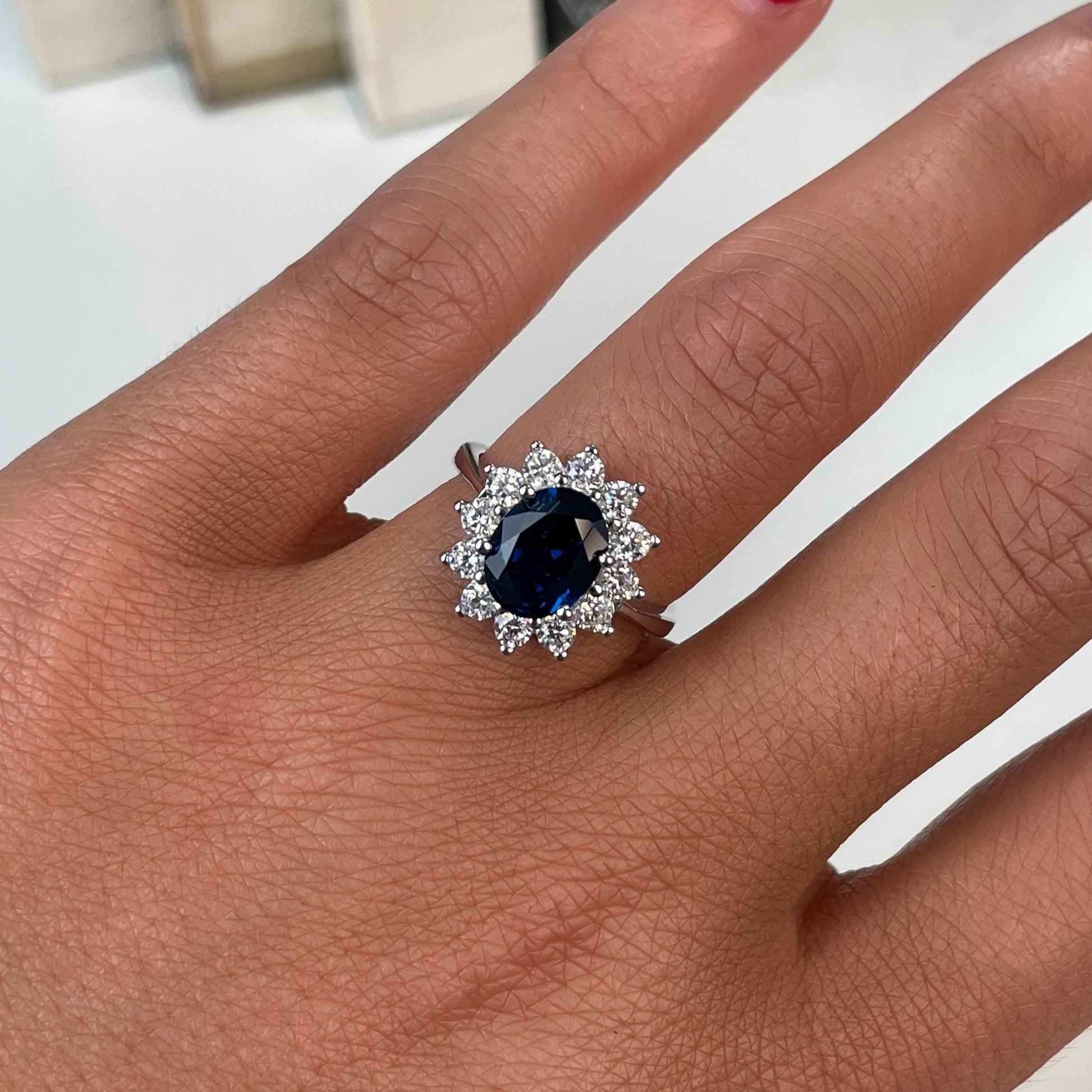 Silver Sapphire Blue CZ Diana Ring - John Ross Jewellers