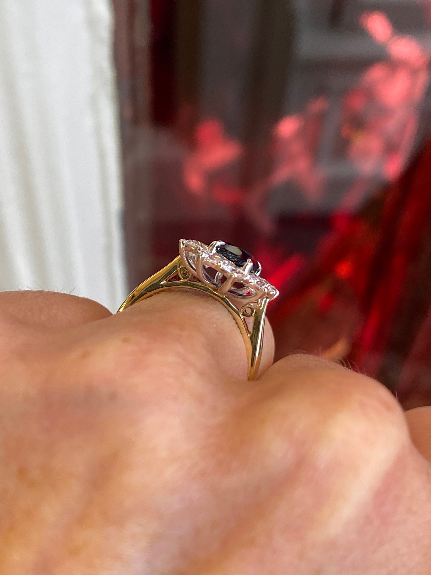 9ct Gold Lab Grown Sapphire Cluster Ring - John Ross Jewellers