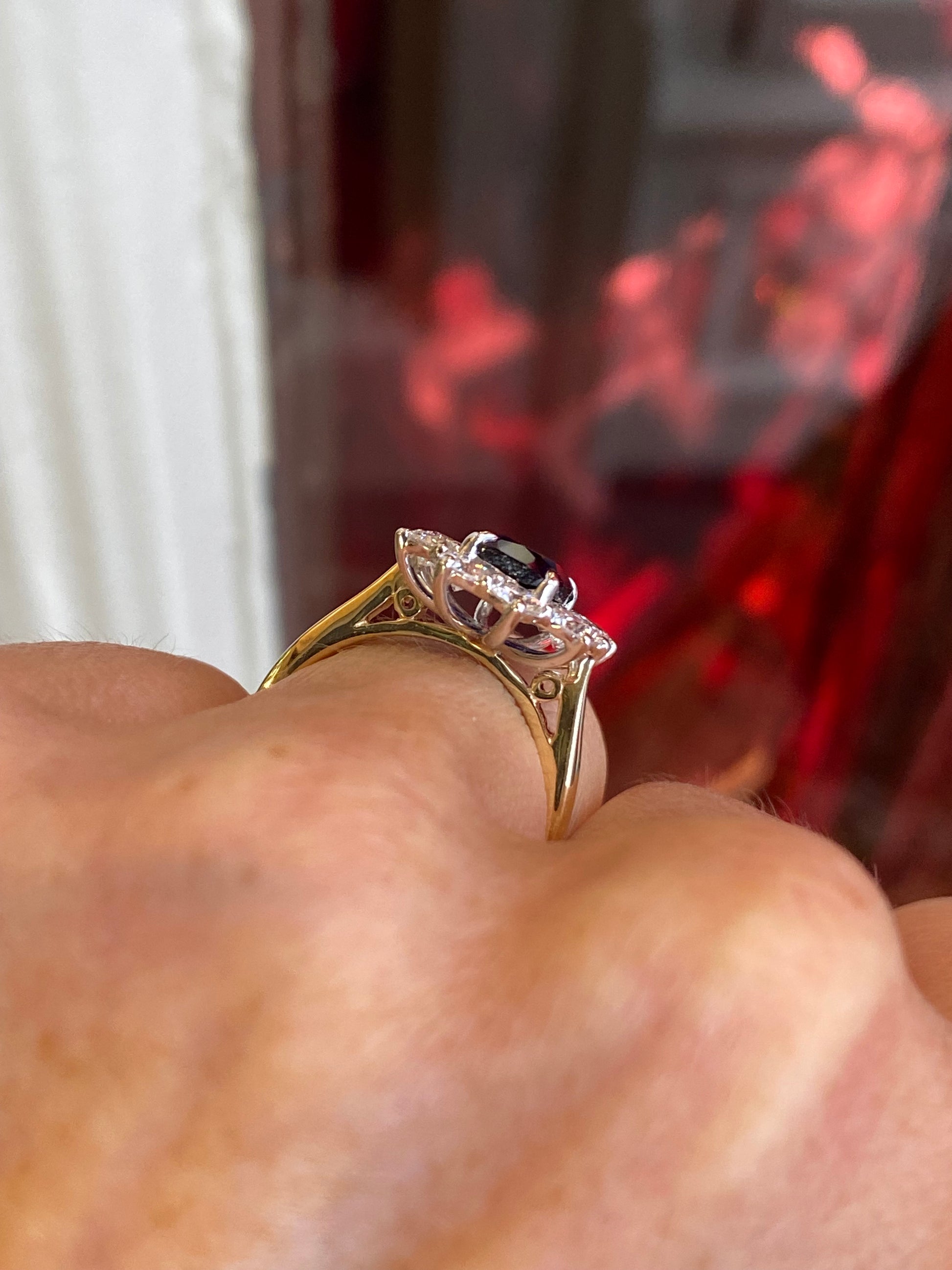 9ct Gold Lab Grown Sapphire Cluster Ring - John Ross Jewellers