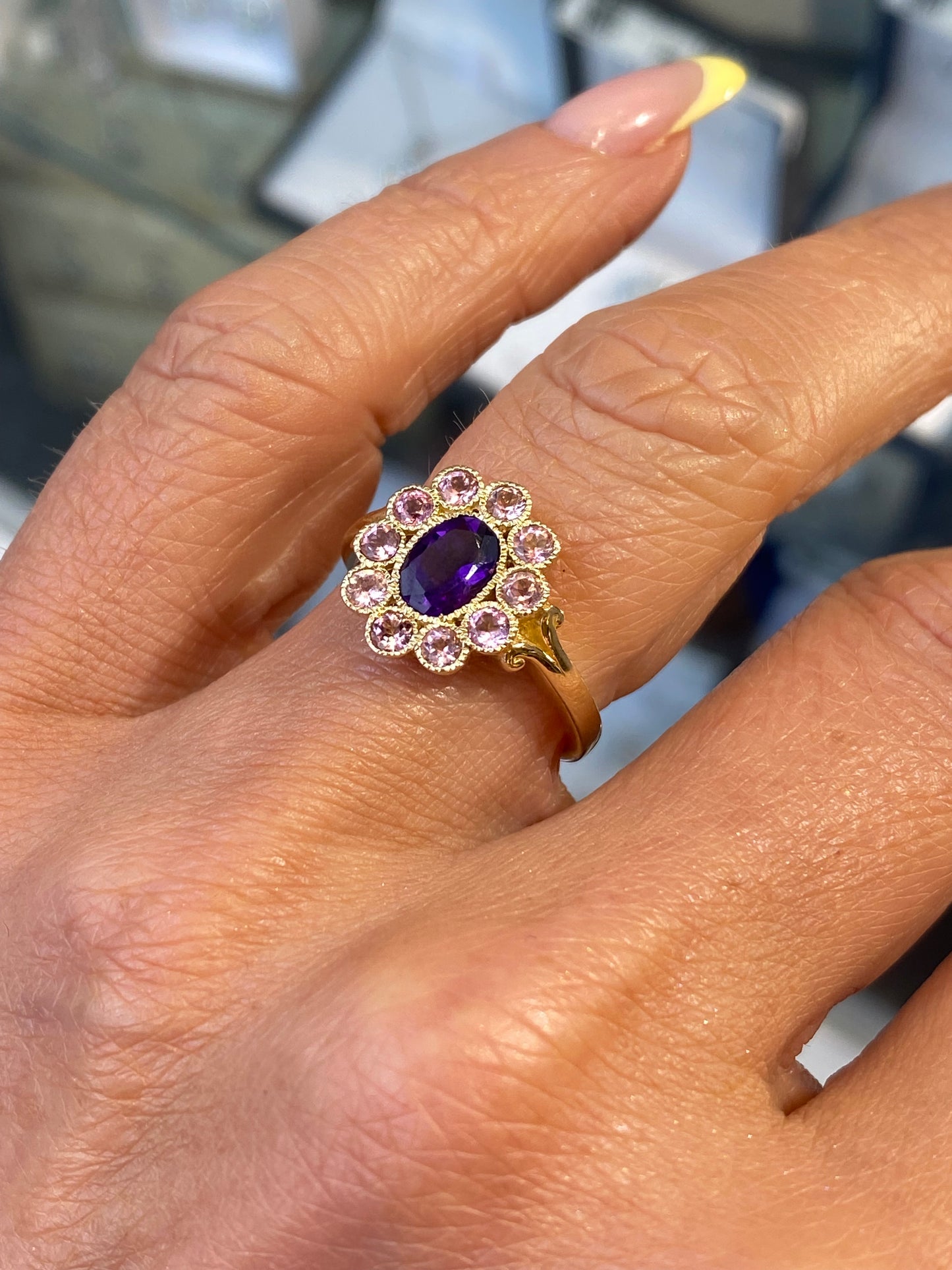 9ct Gold Amethyst & Pink Tourmaline Ring - John Ross Jewellers