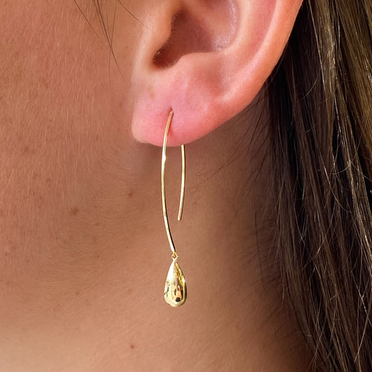 9ct Gold Teardrop Pull-through Drop Earrings - John Ross Jewellers