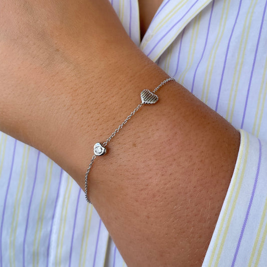 Silver Heart & CZ Bracelet