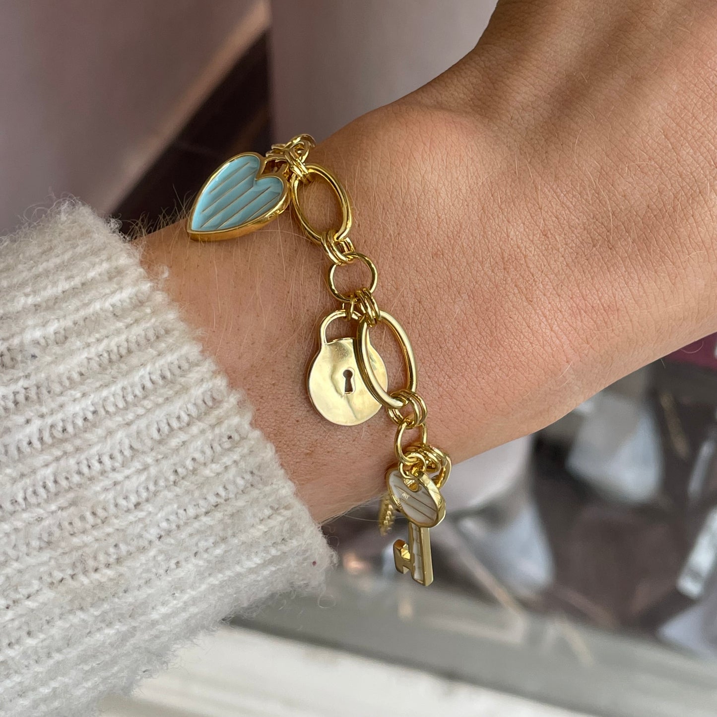 Sunshine Chunky Enamel Charm Bracelet | 17+3cm - John Ross Jewellers