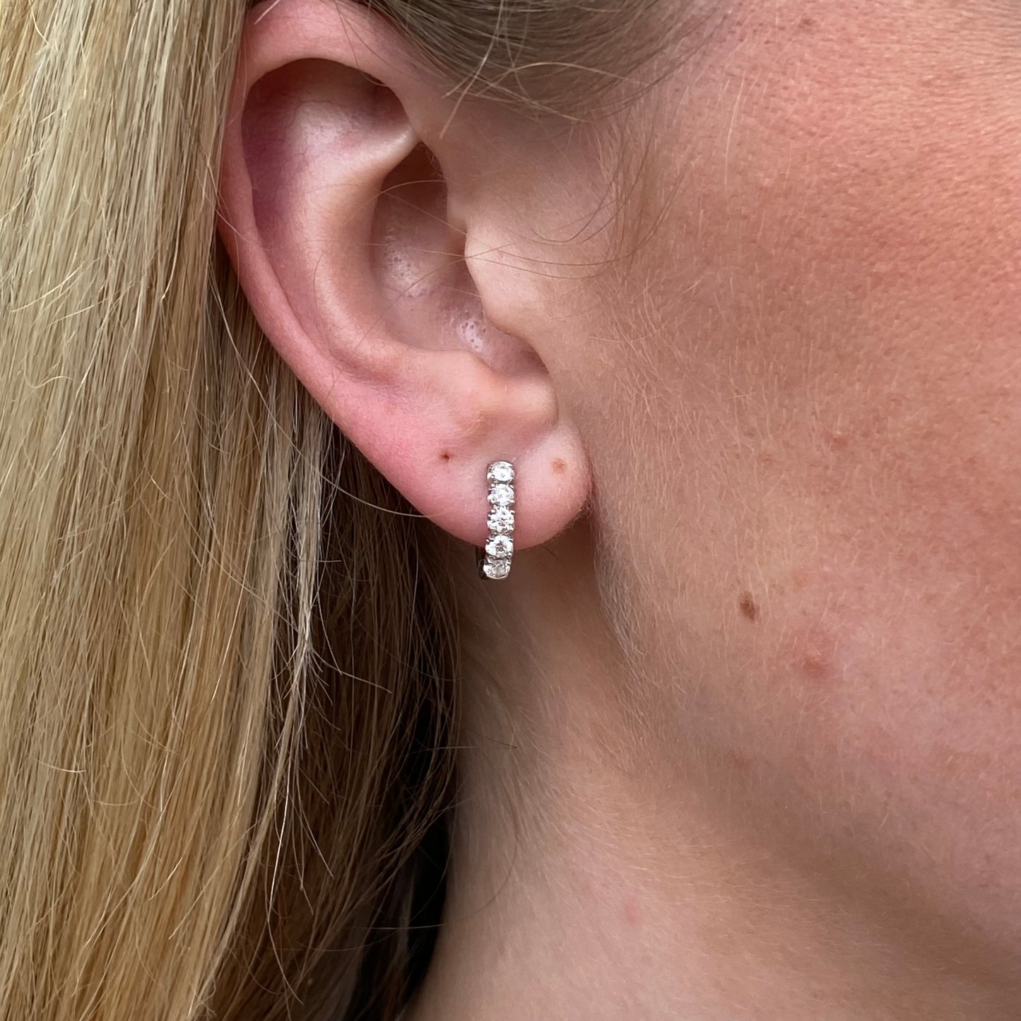 18ct White Gold Diamond Hoop Earrings - 0.48ct - John Ross Jewellers