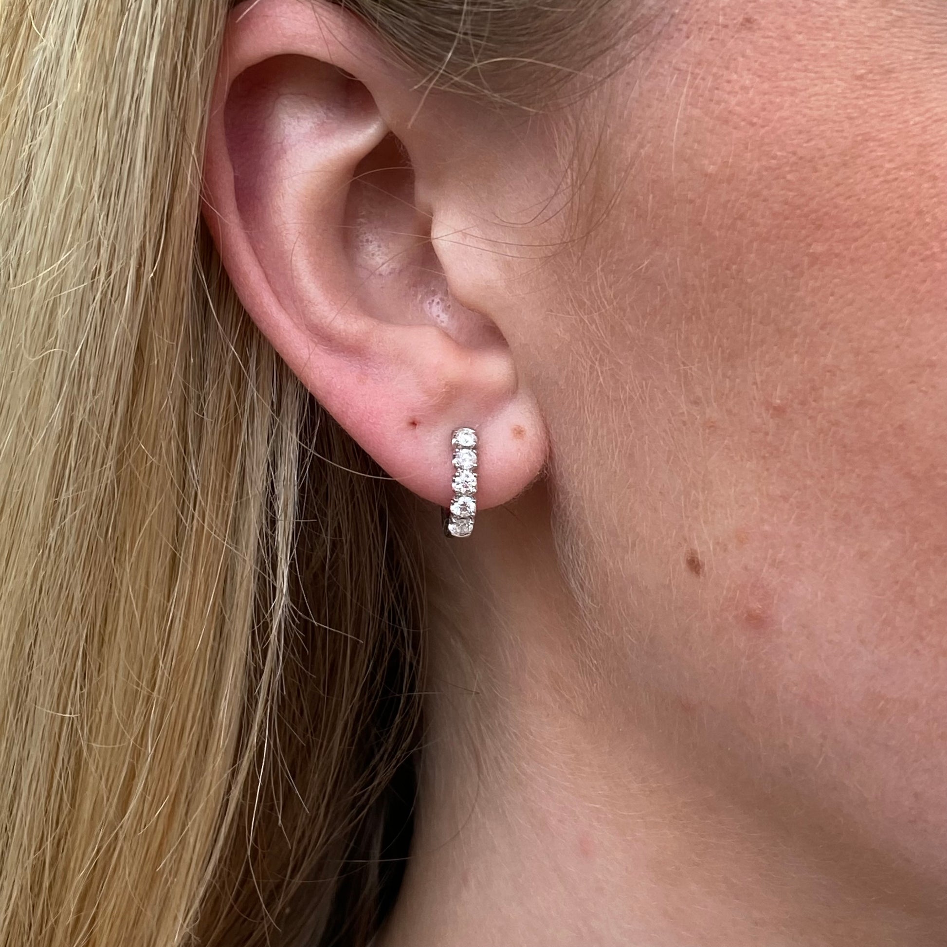 18ct White Gold Diamond Hoop Earrings - 0.48ct - John Ross Jewellers