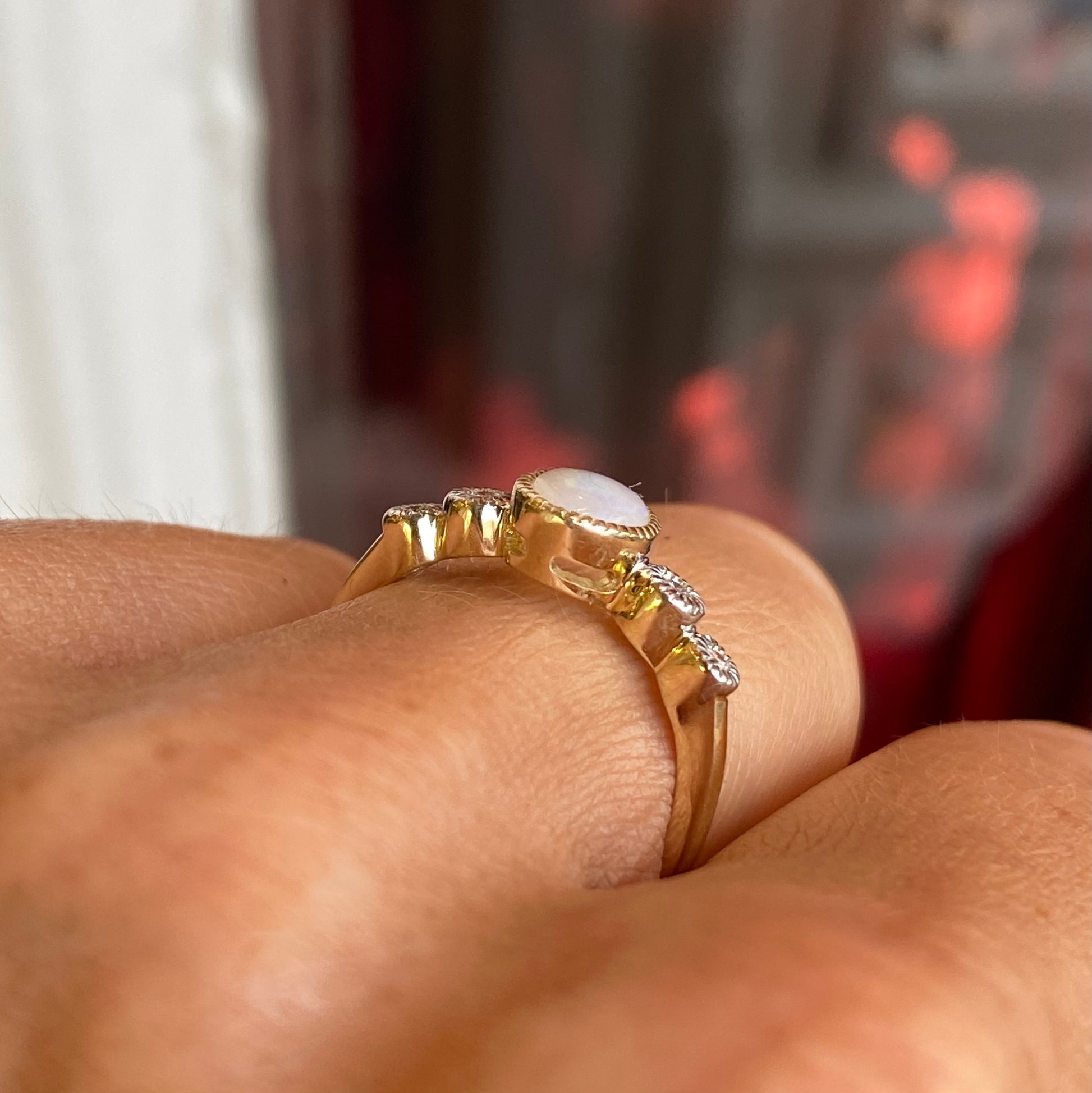 9ct Gold Opal & Diamond Ring - John Ross Jewellers