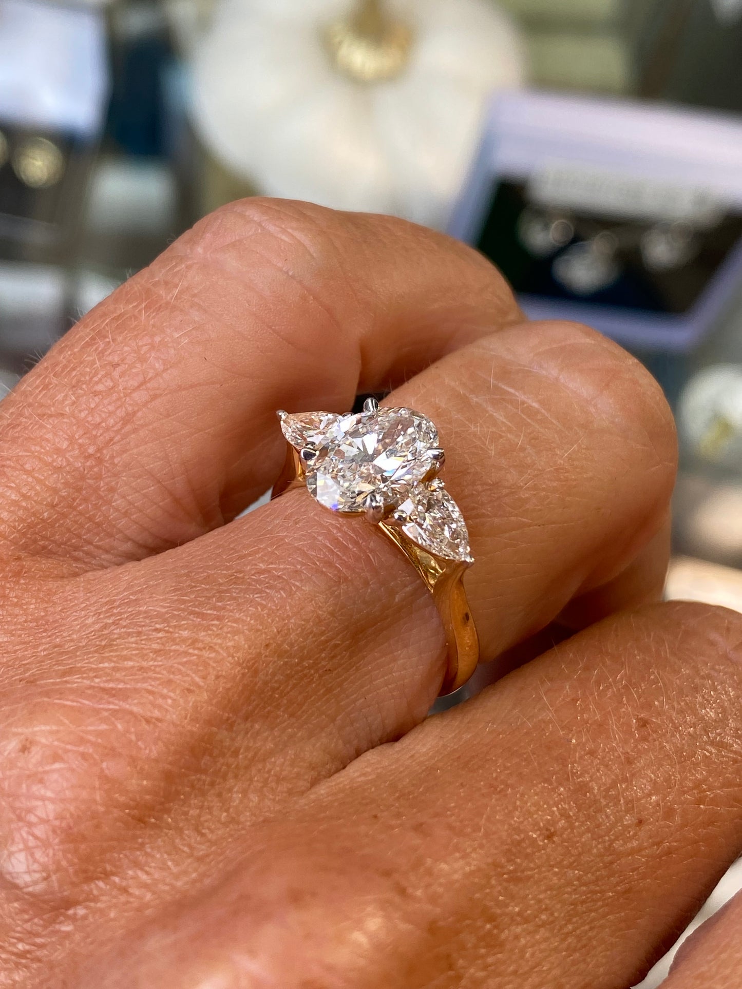 18ct Gold Trilogy Engagement Ring | Lab Certificated 2.76ct - John Ross Jewellers