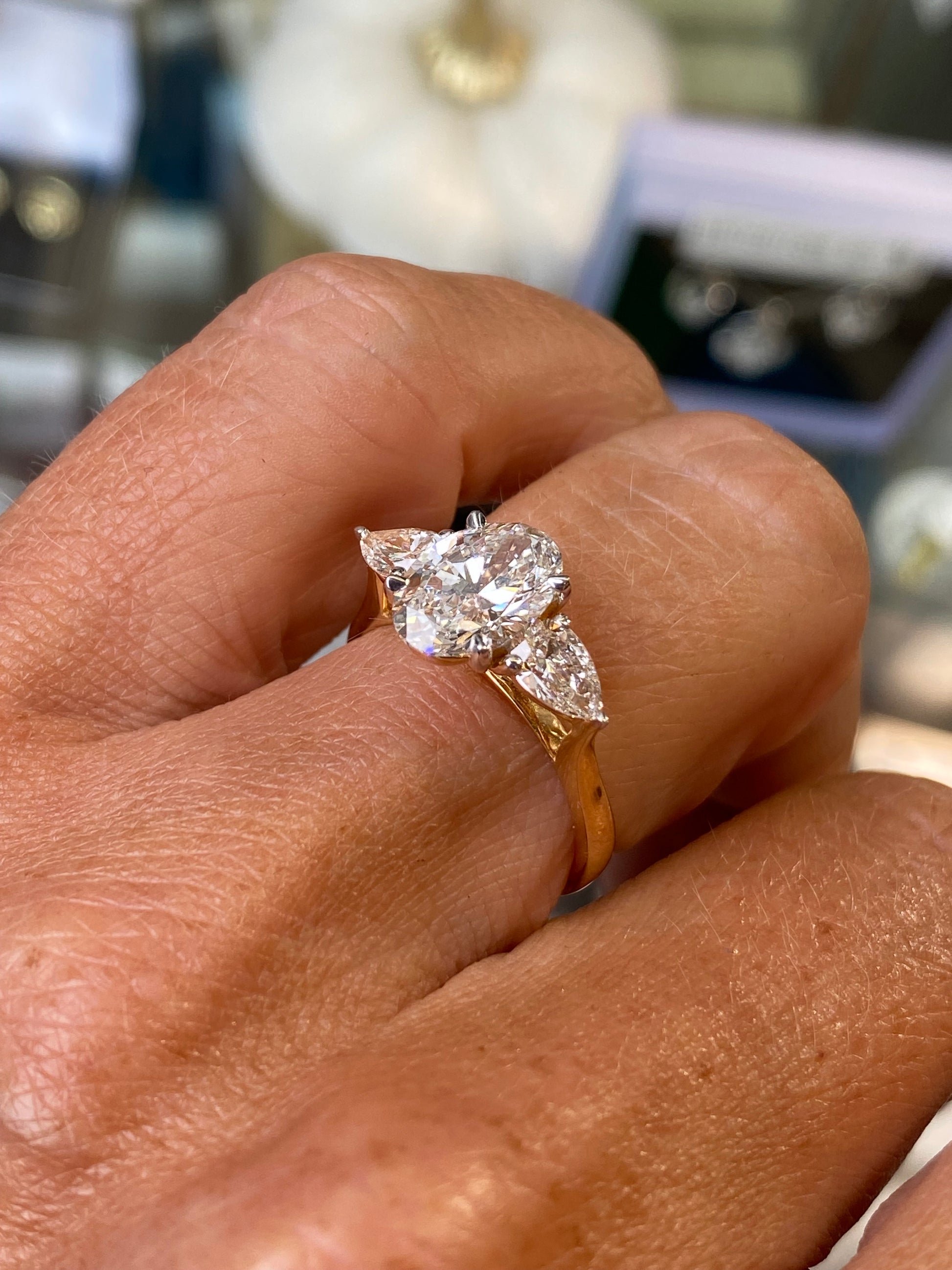 18ct Gold Trilogy Engagement Ring | Lab Certificated 2.76ct - John Ross Jewellers