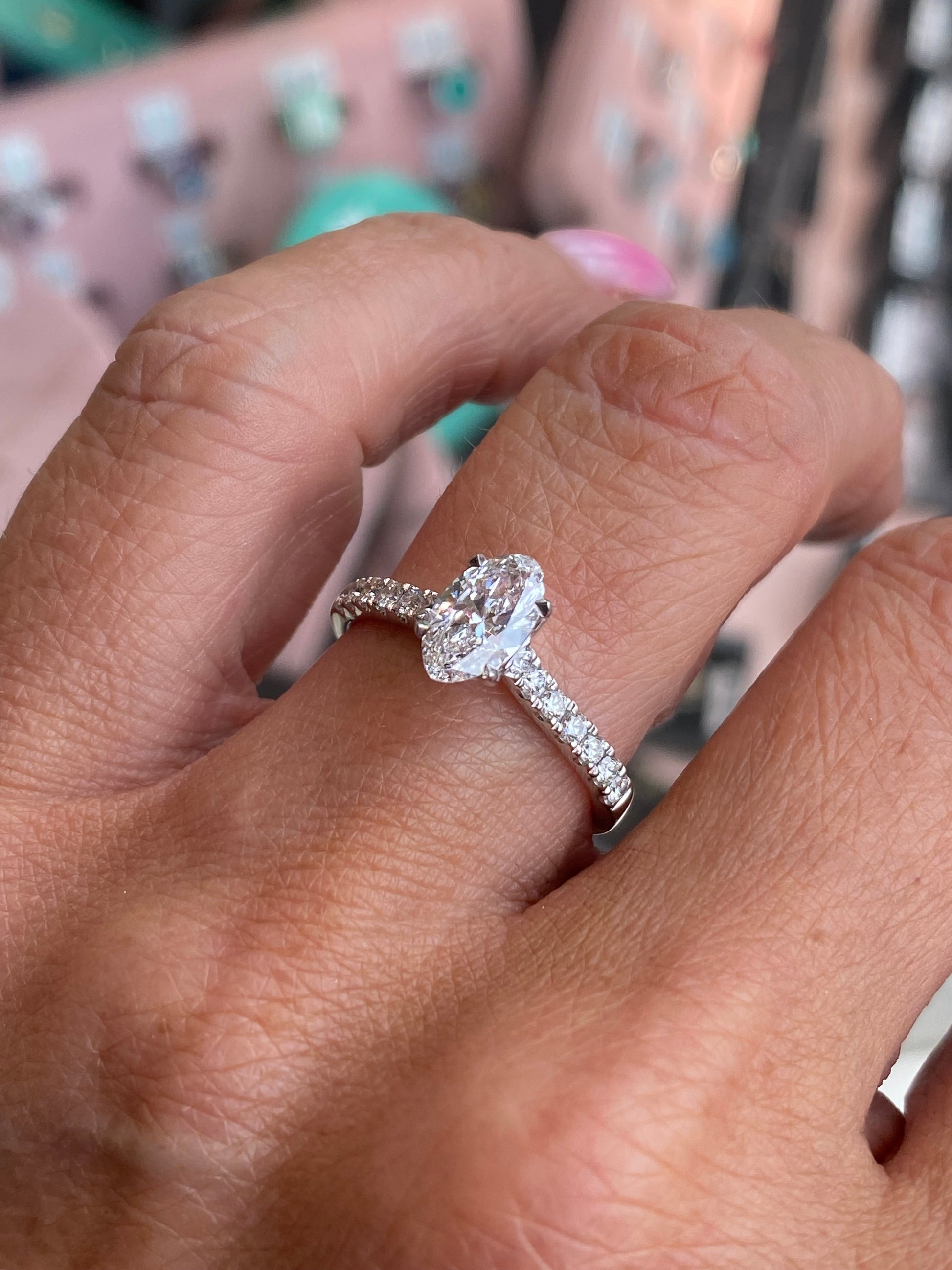 Prima 18ct white gold marquise solitaire engagement ring with a central gemstone and elegant band, certificated lab-grown diamond.