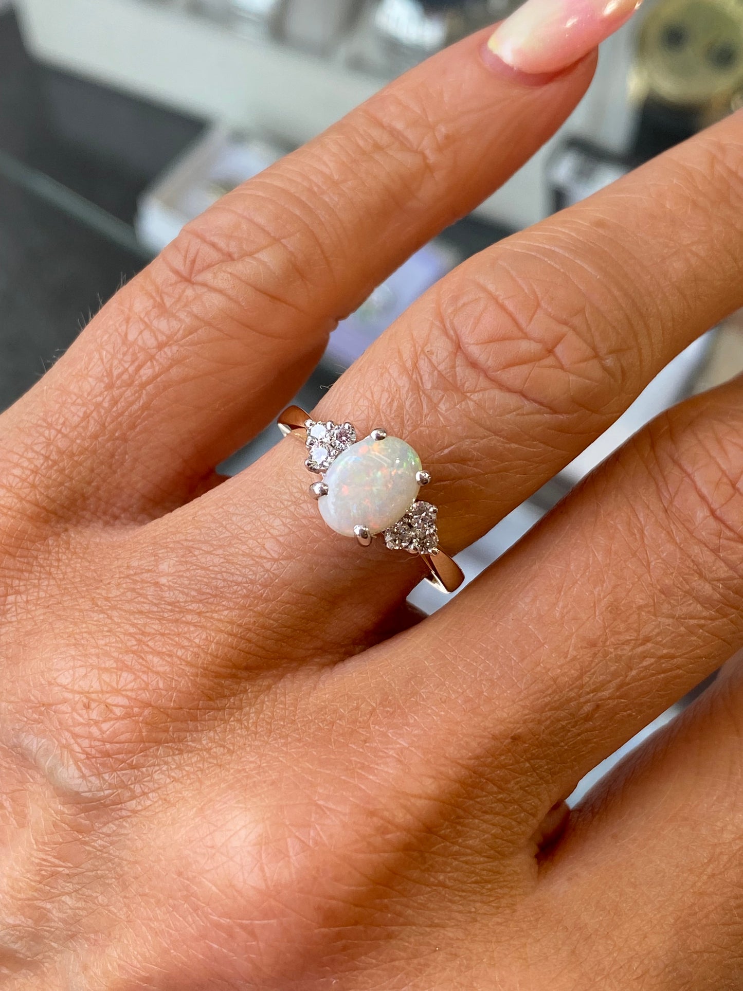 9ct Gold Gem Opal & Diamond Ring - John Ross Jewellers