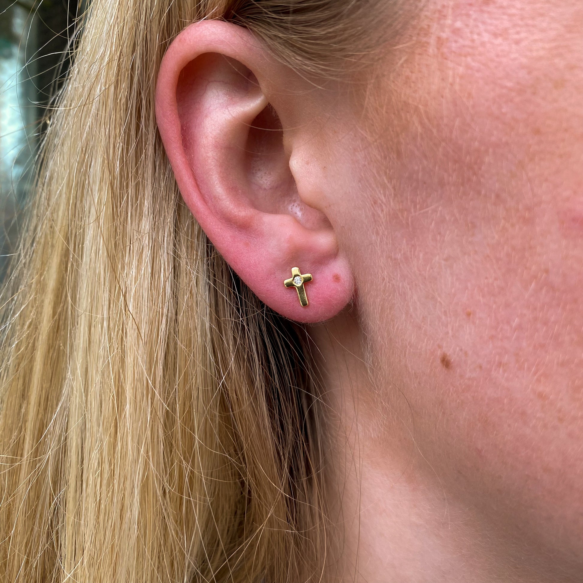 Sunshine CZ Cross Stud Earrings - John Ross Jewellers