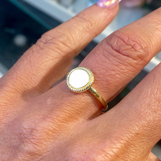 9ct Gold Round Signet Ring with Beaded Edge - John Ross Jewellers