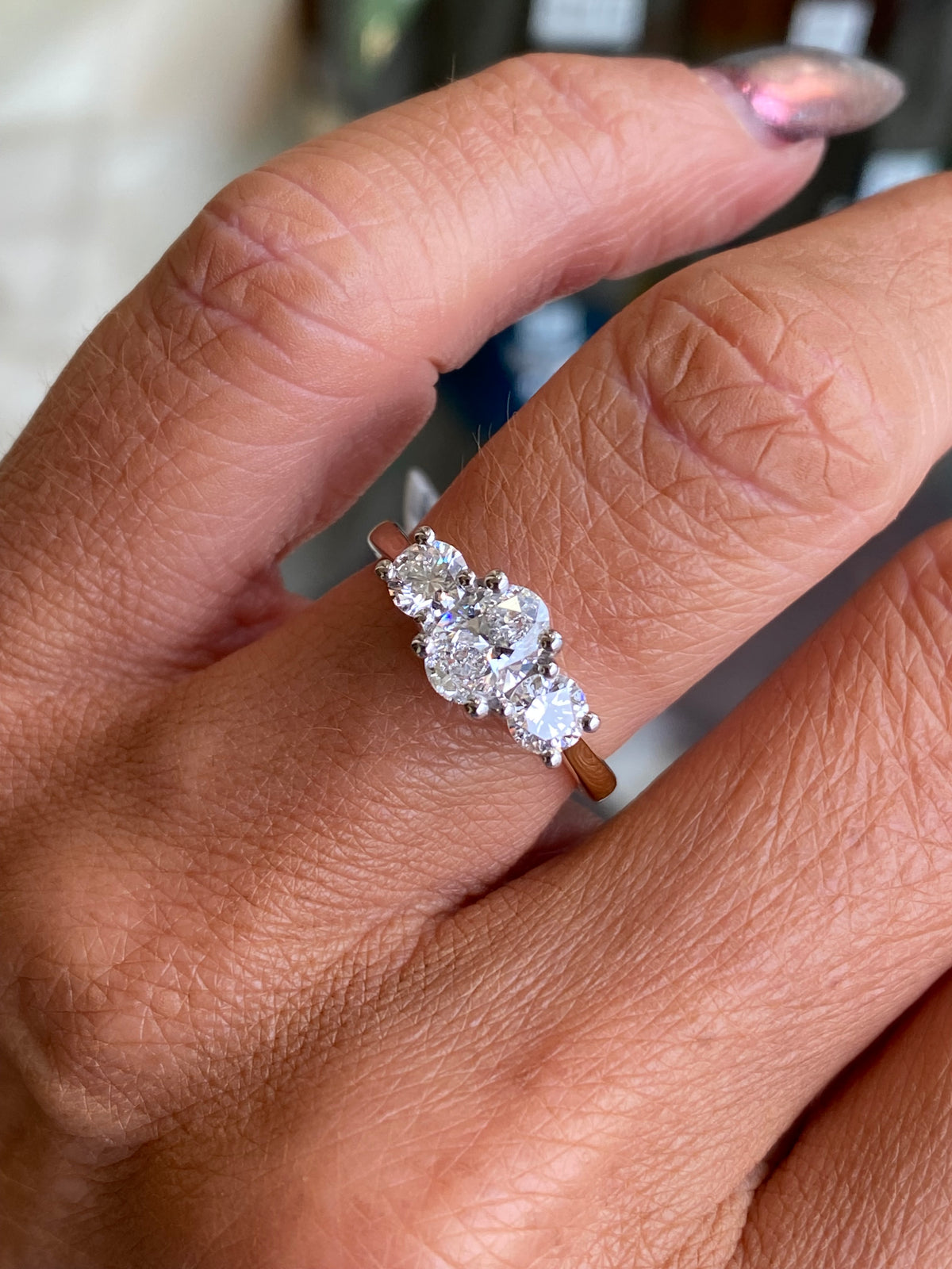 18ct Gold Trilogy Engagement Ring | Certificated Lab 1.28ct