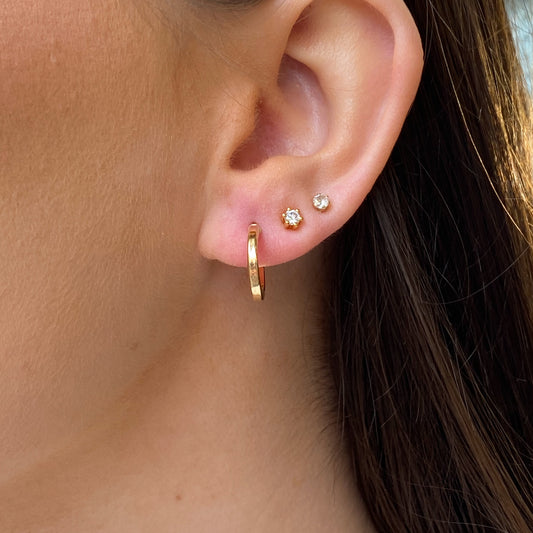 18ct Gold Classic 2mm Square Tube Hoop Earrings | 14mm - John Ross Jewellers