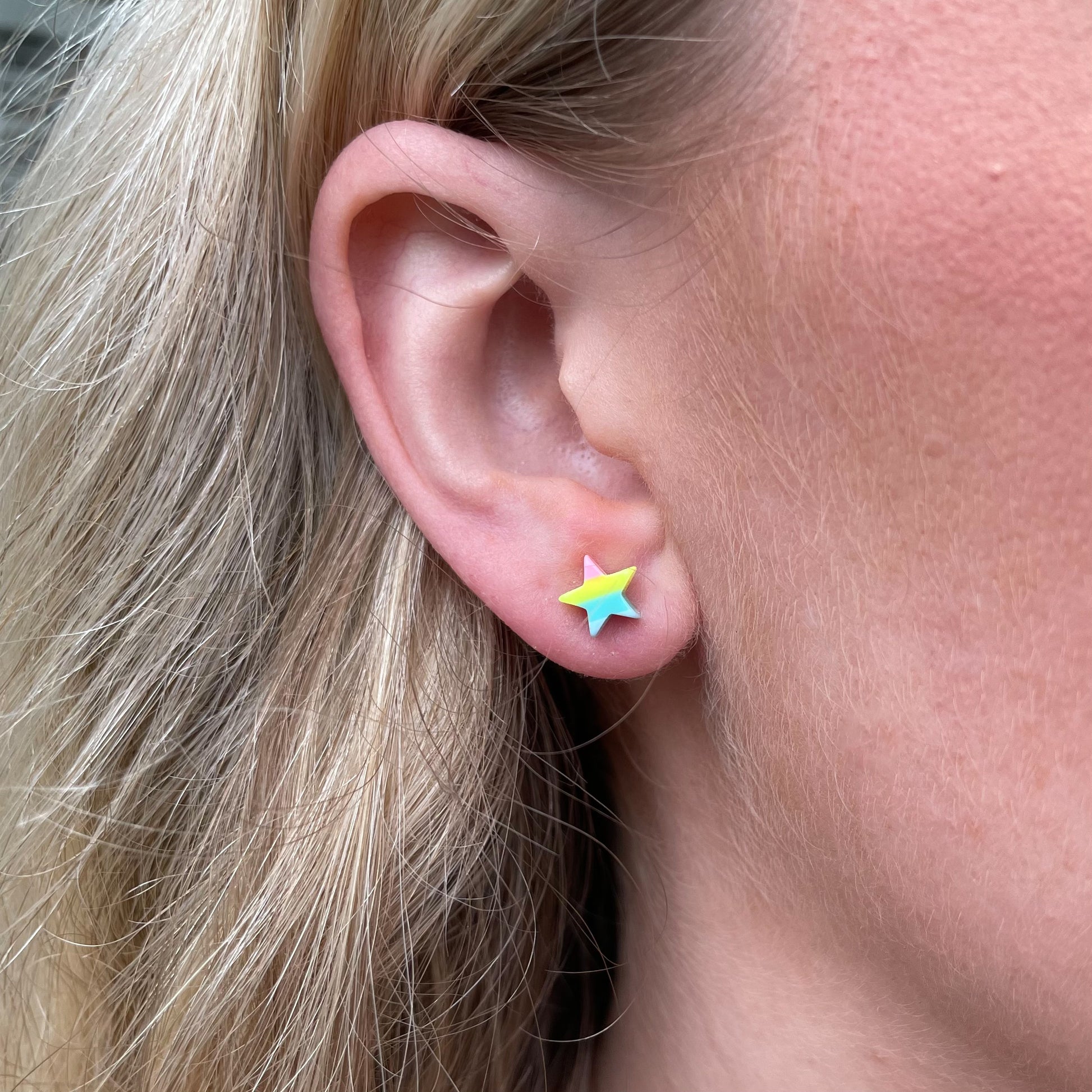 Silver Pastel Star Stud Earrings - John Ross Jewellers