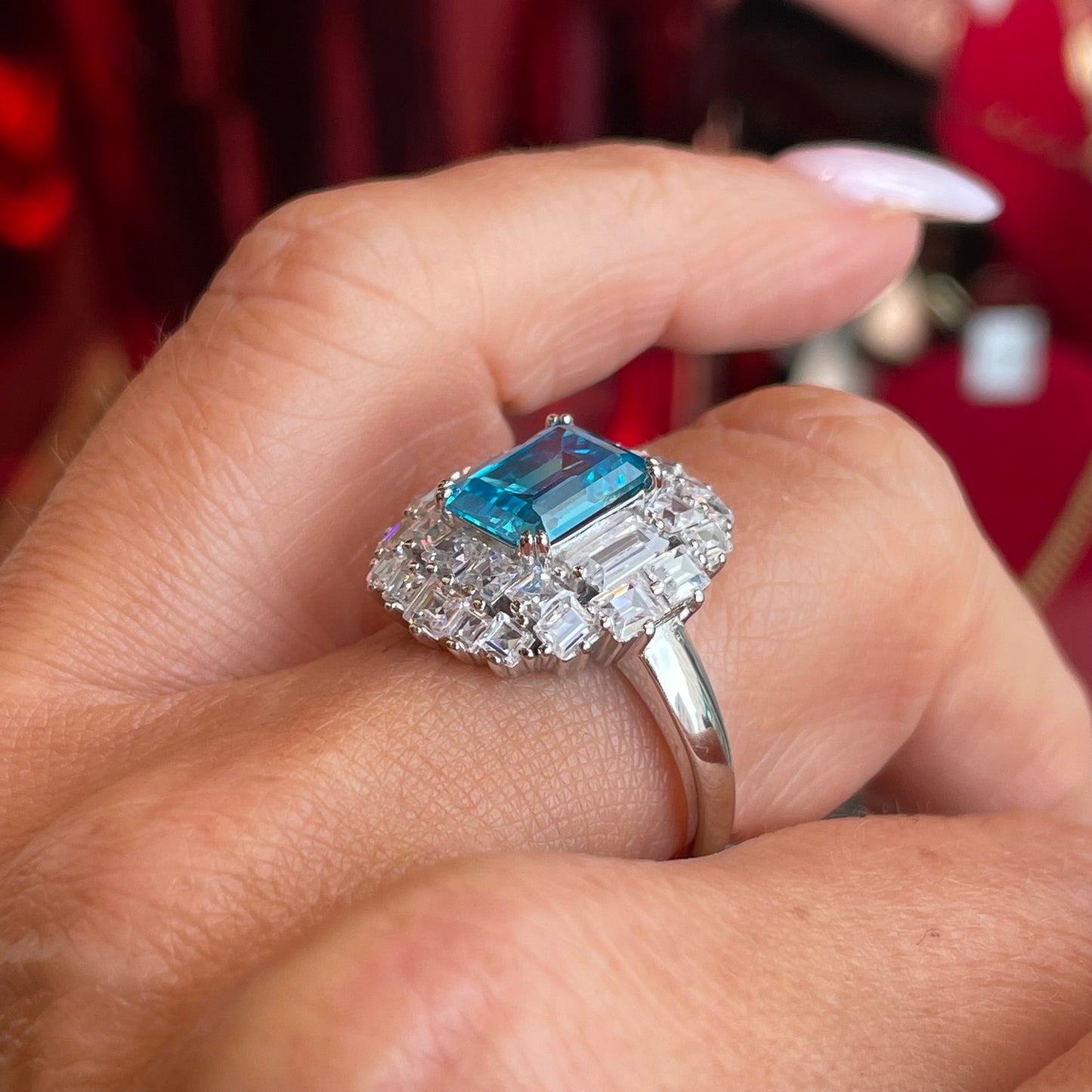 Silver London Blue Statement Ring