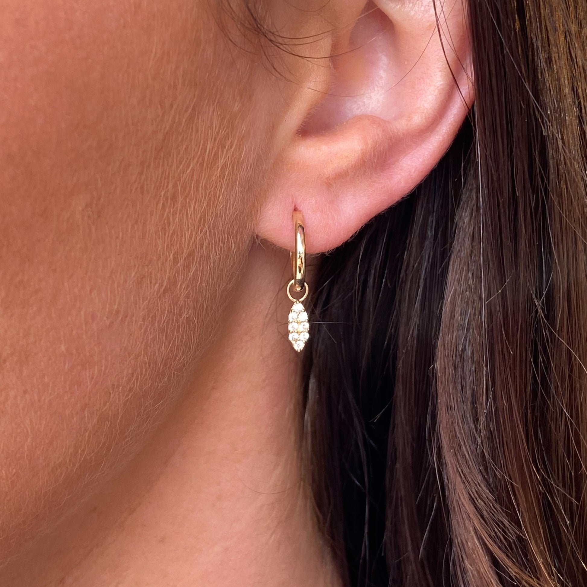 9ct Gold Charming Huggie Hoop Earrings | CZ Feather - John Ross Jewellers