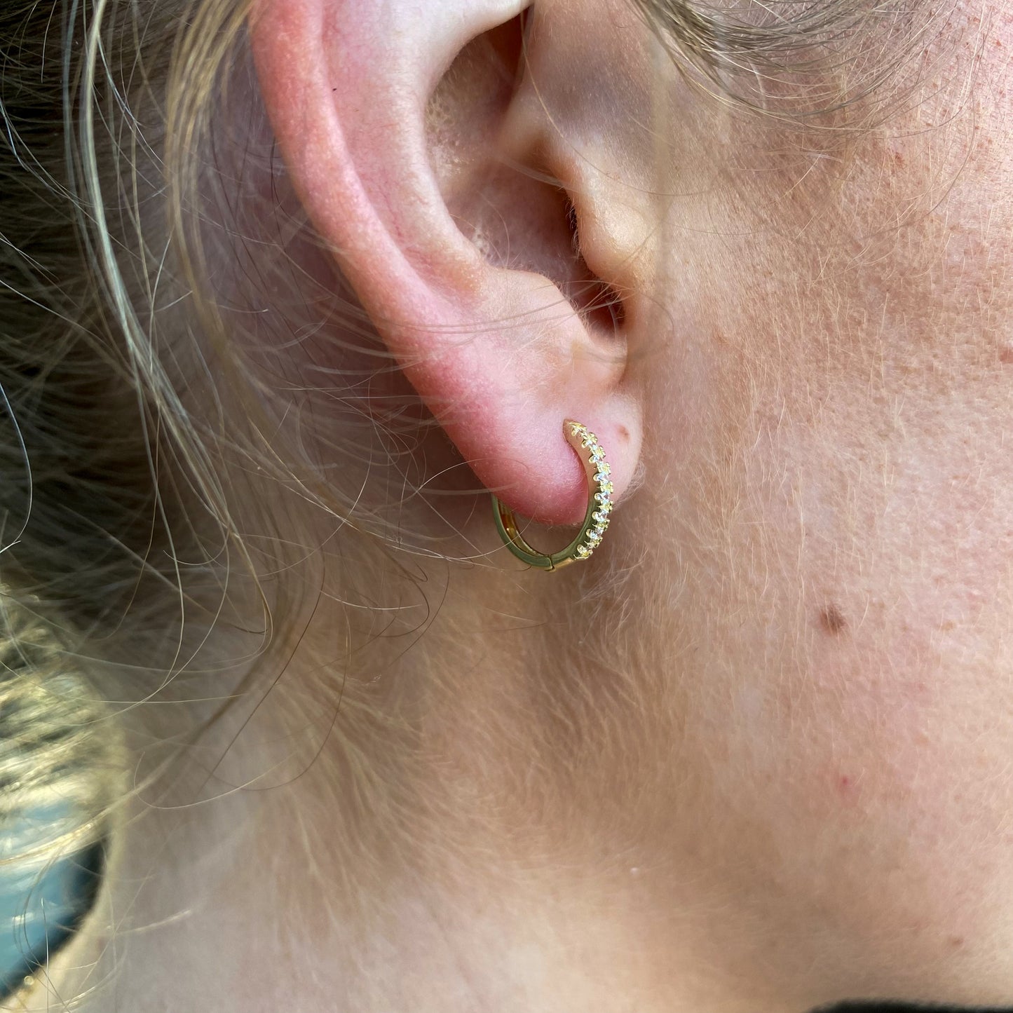 9ct Gold 11mm Huggie Hoop Earrings | CZ - John Ross Jewellers