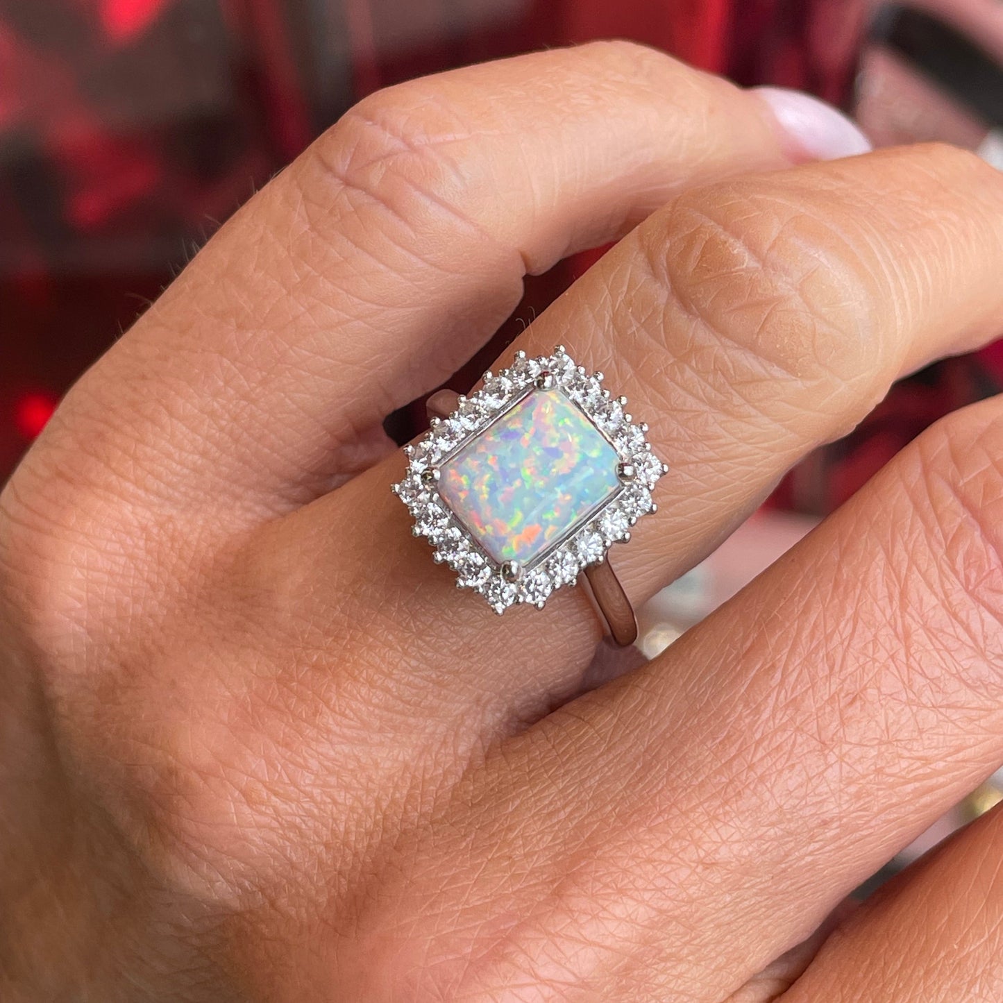 Silver Radiant Cluster Ring | Opalique & CZ - John Ross Jewellers