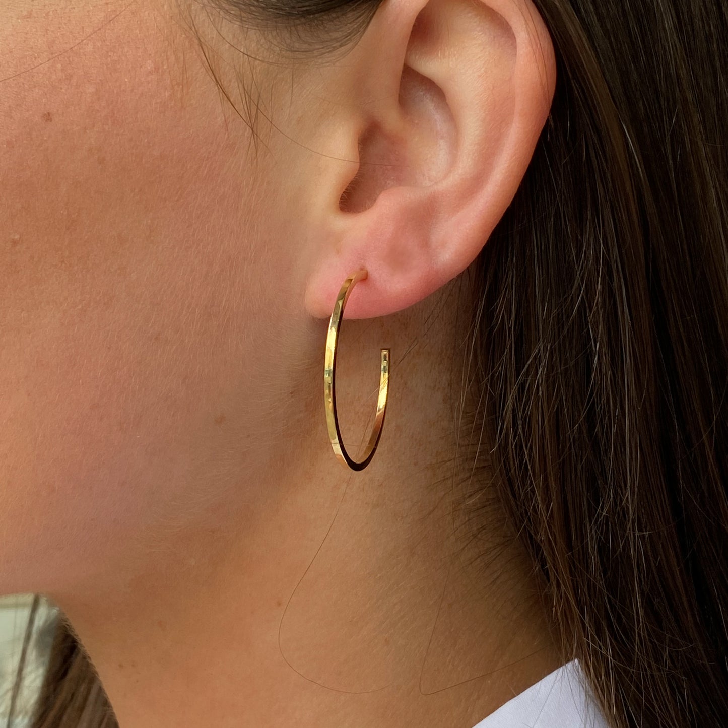 9ct Gold Round Skinny J Hoop Earrings