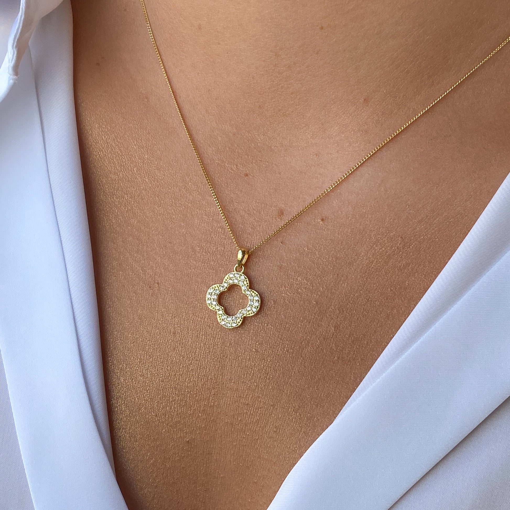Sunshine CZ Earring & Necklace Set | Quatrefoil - John Ross Jewellers