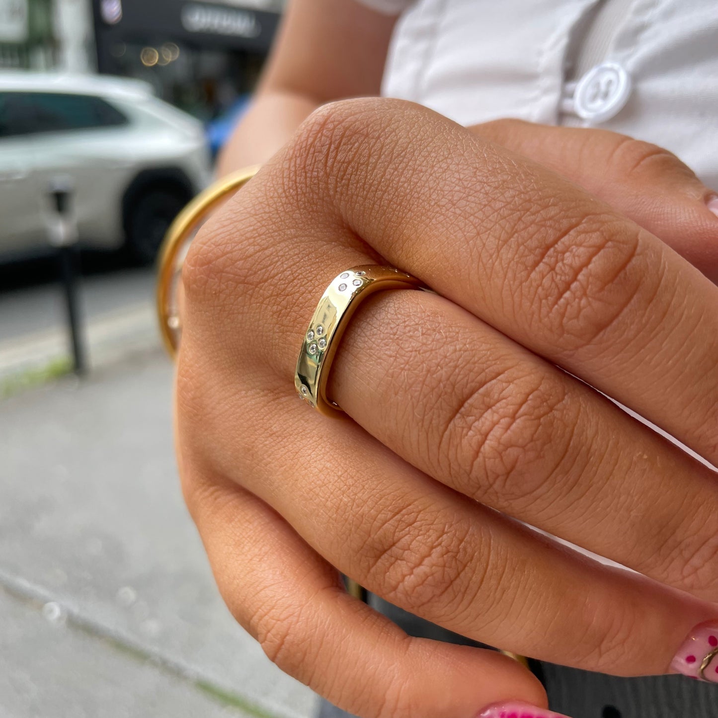 Sunshine CZ Quatrefoil Square Ring - John Ross Jewellers