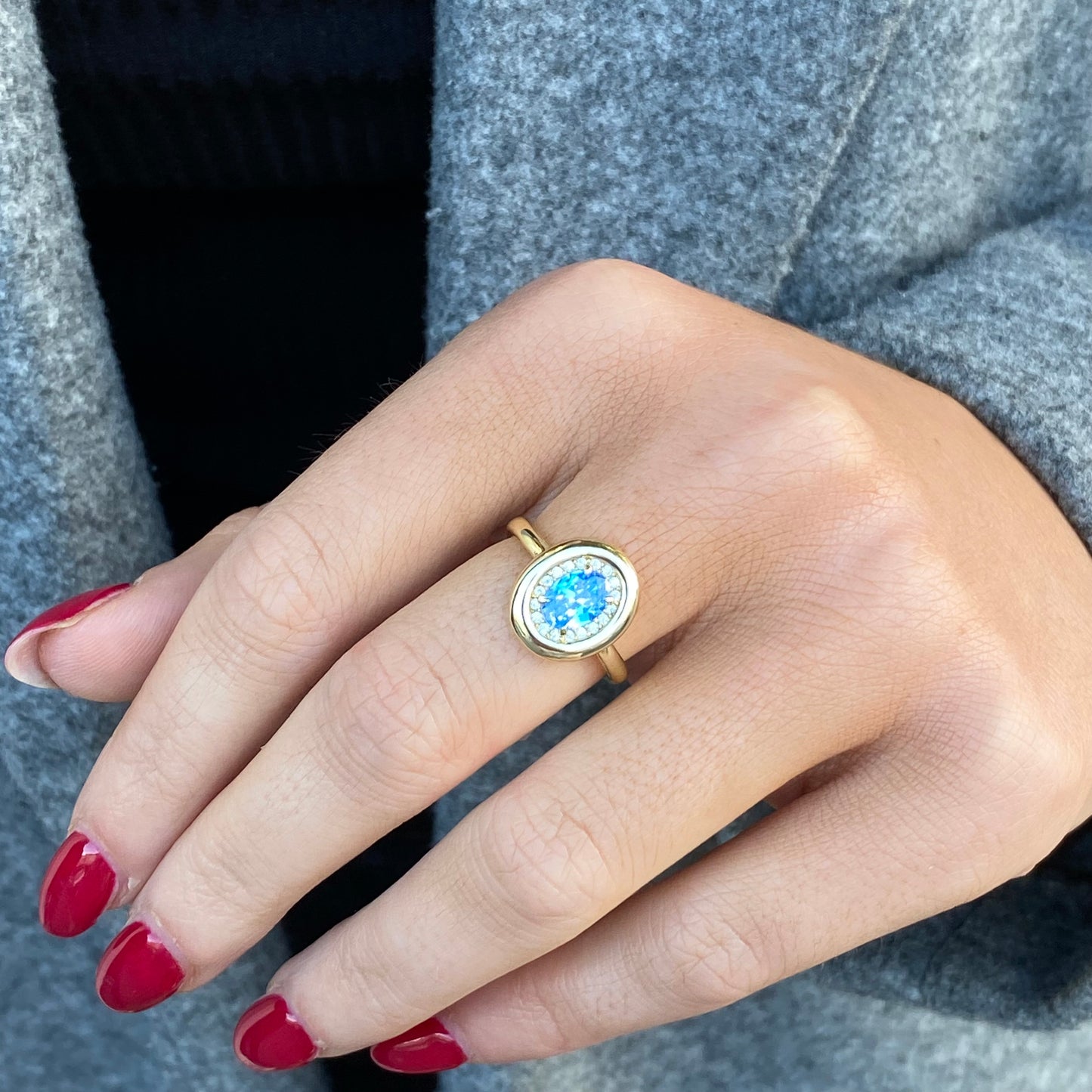 Sunshine Oval CZ Ring | Sky Blue