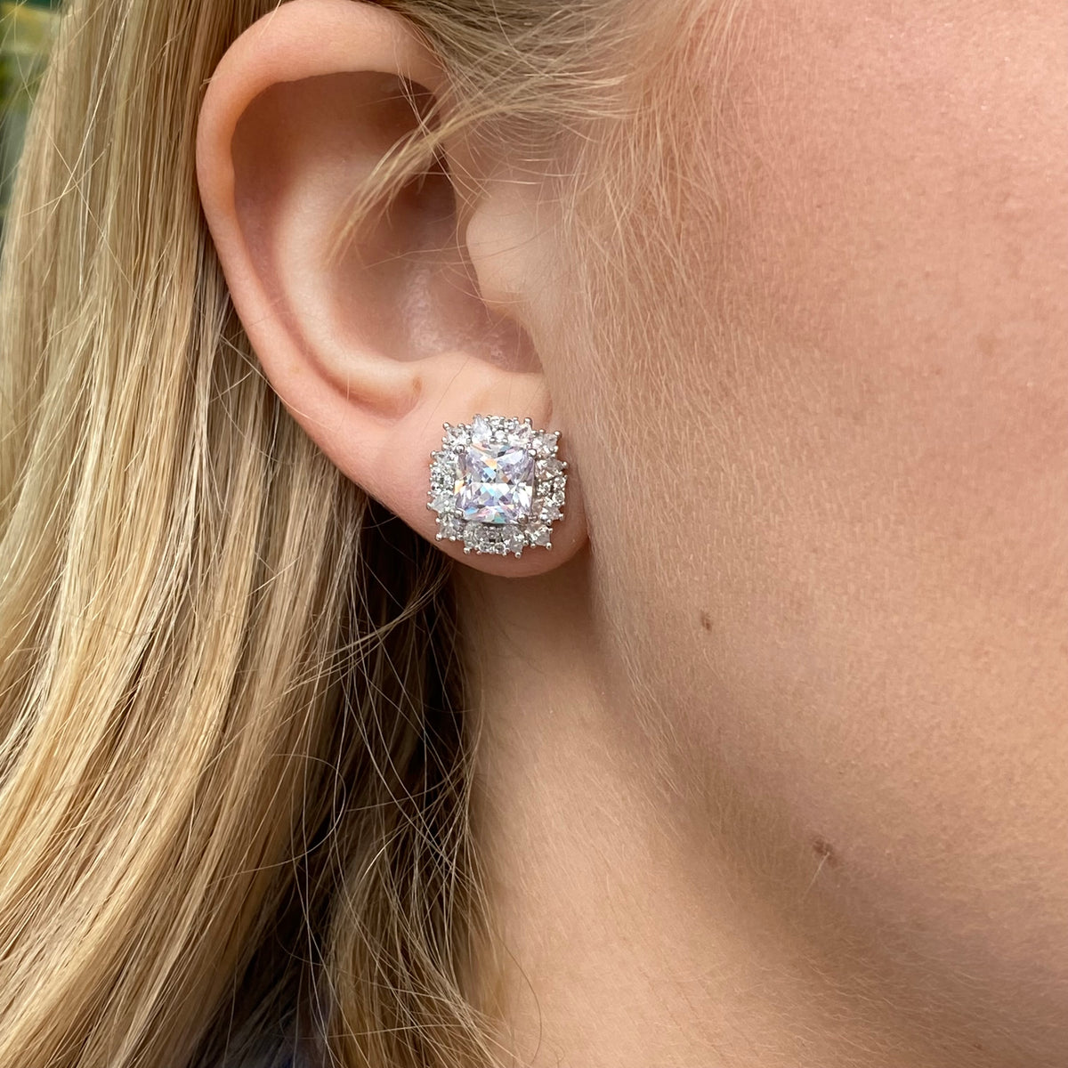 Silver Fancy Princess Stud Earrings