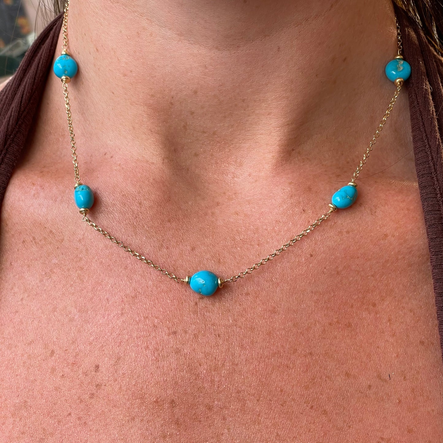18ct Gold Mini Turquoise & Chain Berry Necklace