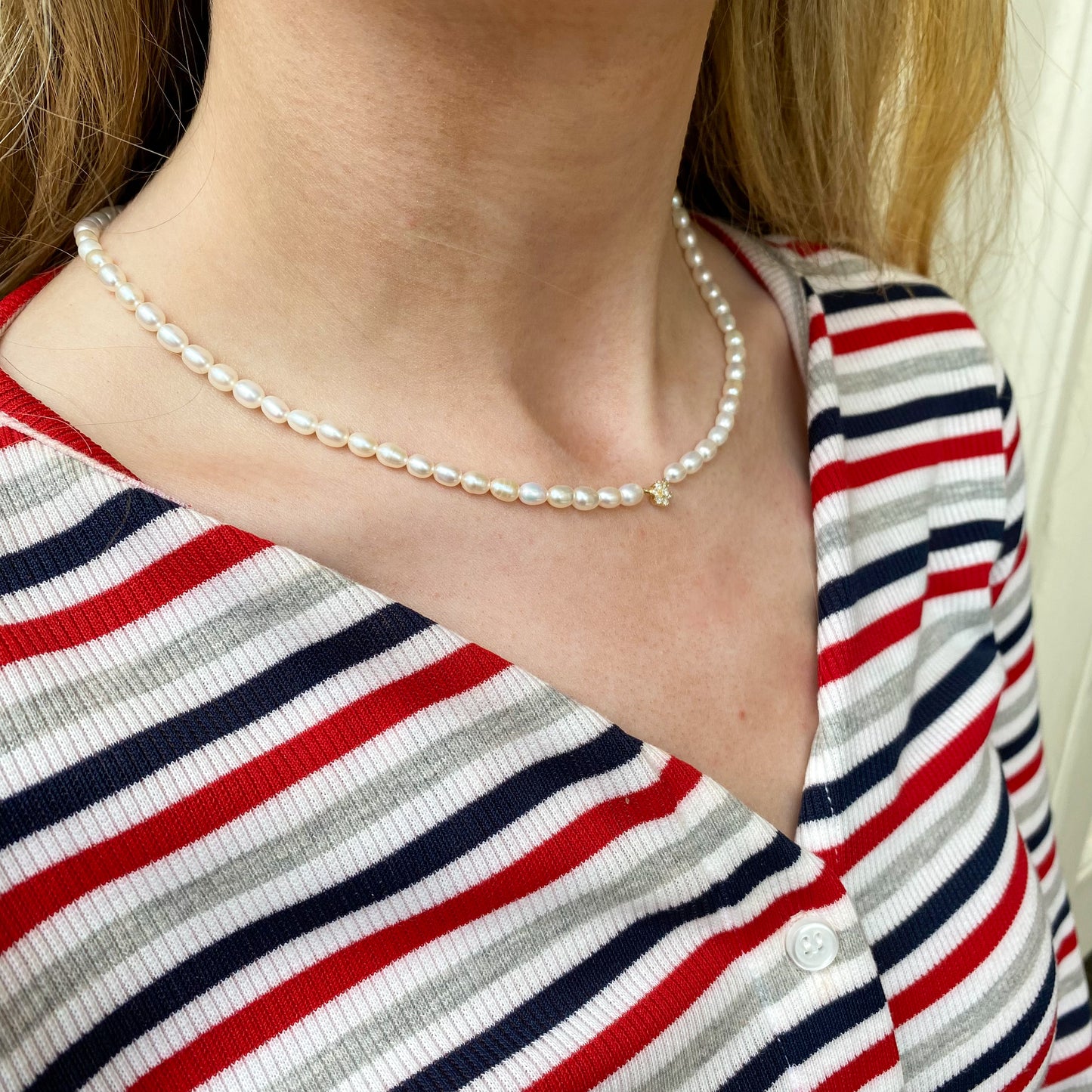 9ct Gold Freshwater Pearl & Diamond Necklace - John Ross Jewellers